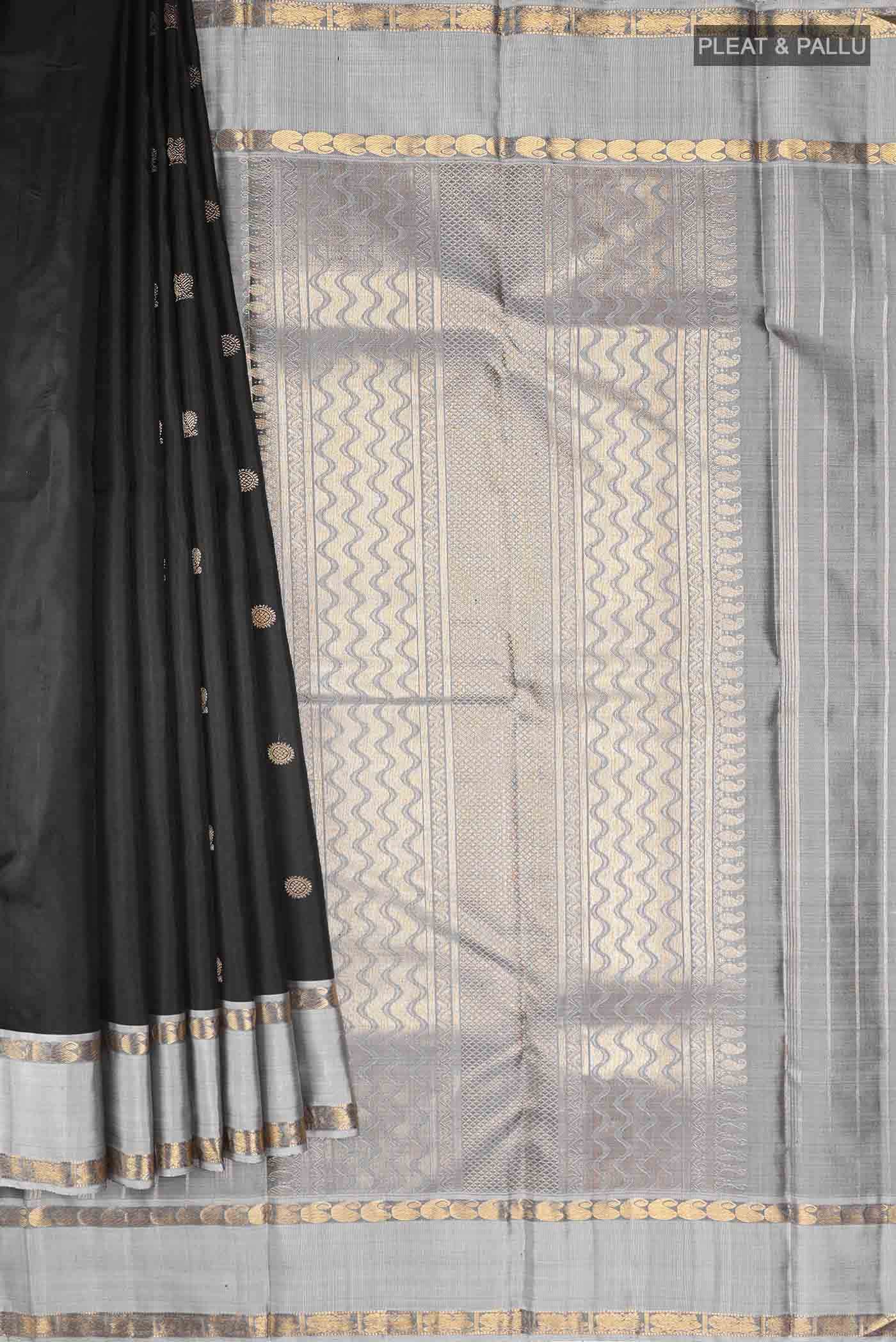 Pure Silk Pure Zari Black Kanchipuram Saree