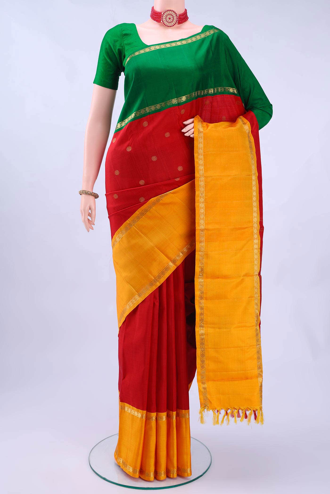 Pure Silk Pure Zari Red Kanchipuram Saree