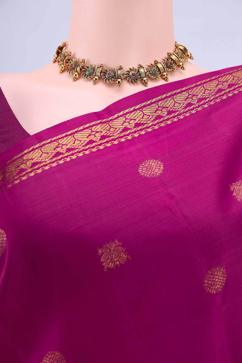 Pure Silk Pure Zari Magenta Kanchipuram Saree