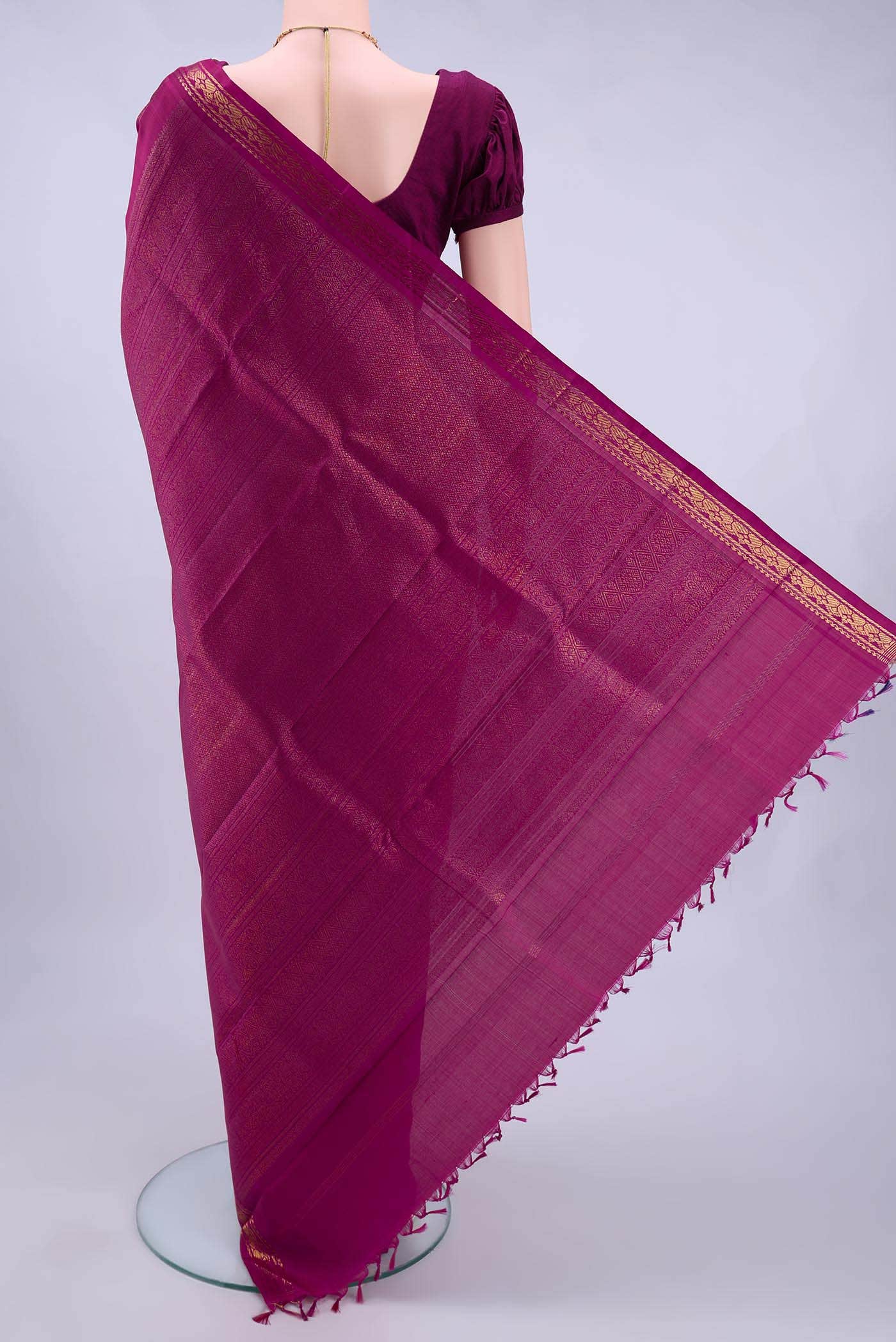 Pure Silk Pure Zari Magenta Kanchipuram Saree