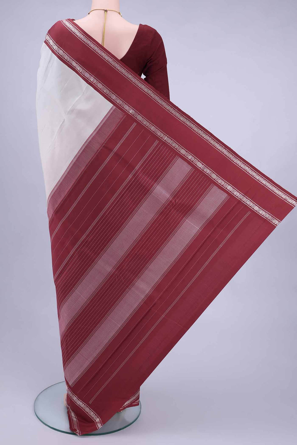 Off White Kanchipuram Silk Saree