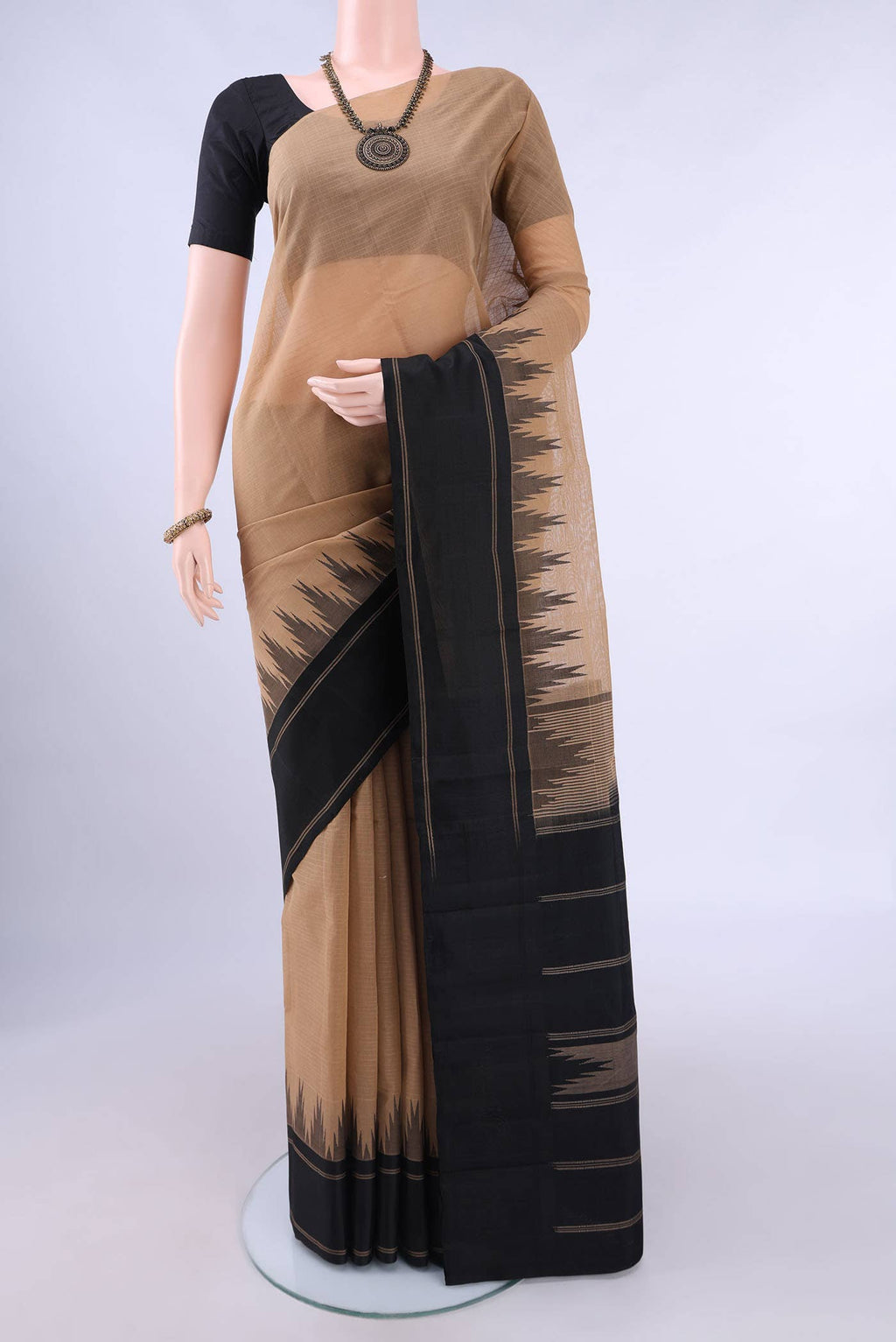 Dark Beige Kanchi Cotton Saree