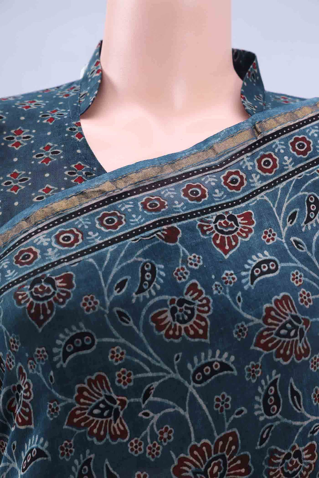 Indigo Chanderi Silk Cotton Saree