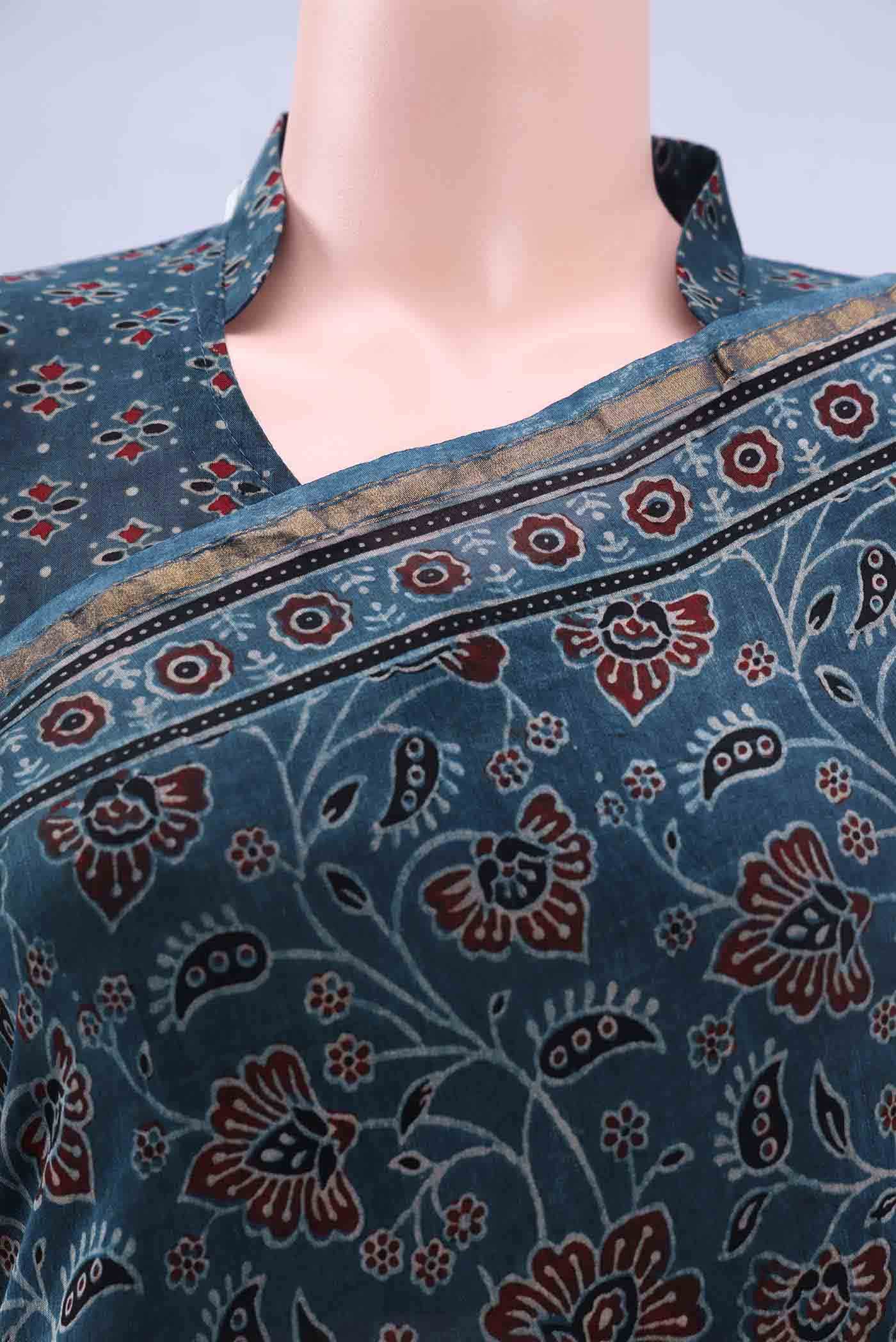 Indigo Chanderi Silk Cotton Saree