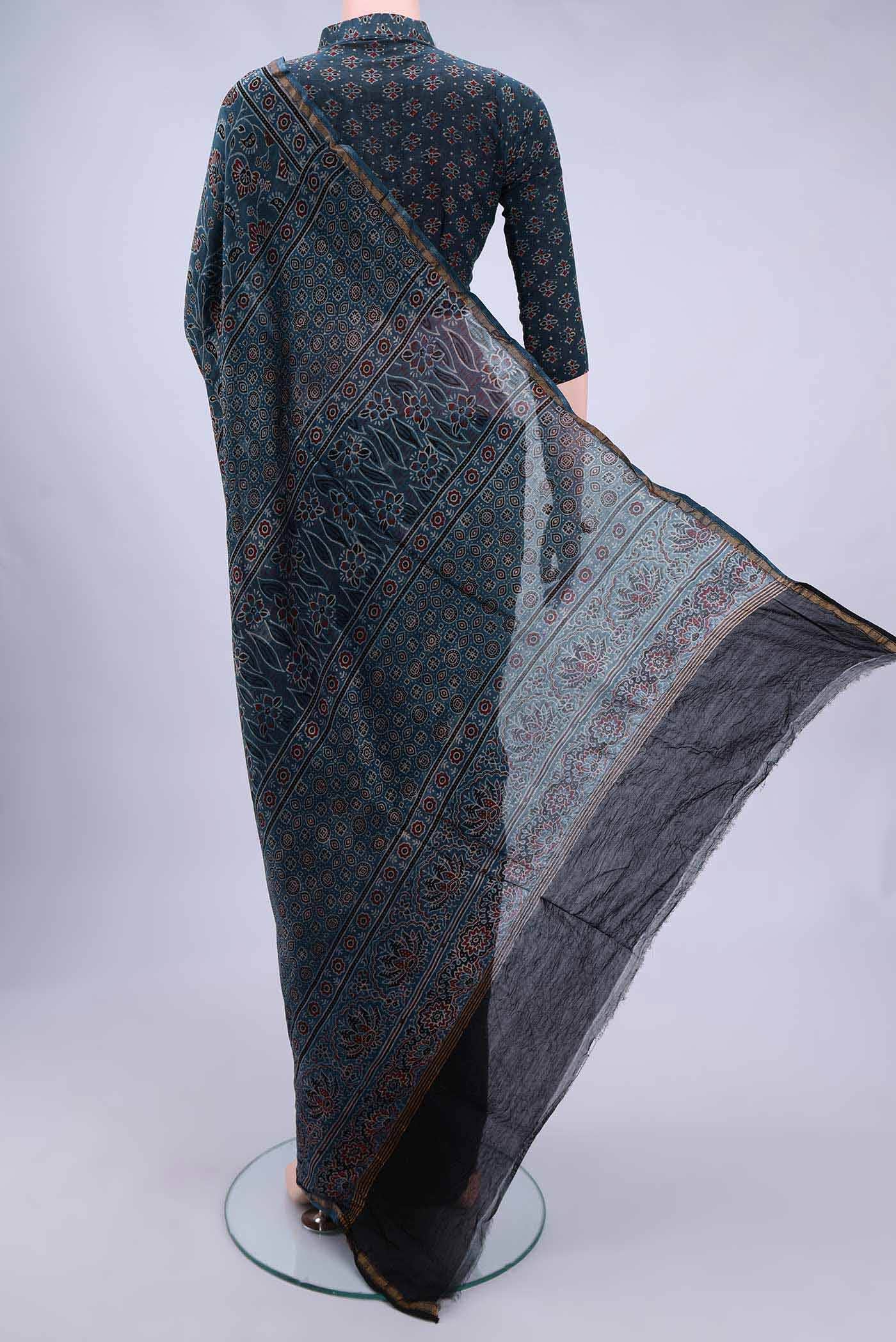 Indigo Chanderi Silk Cotton Saree