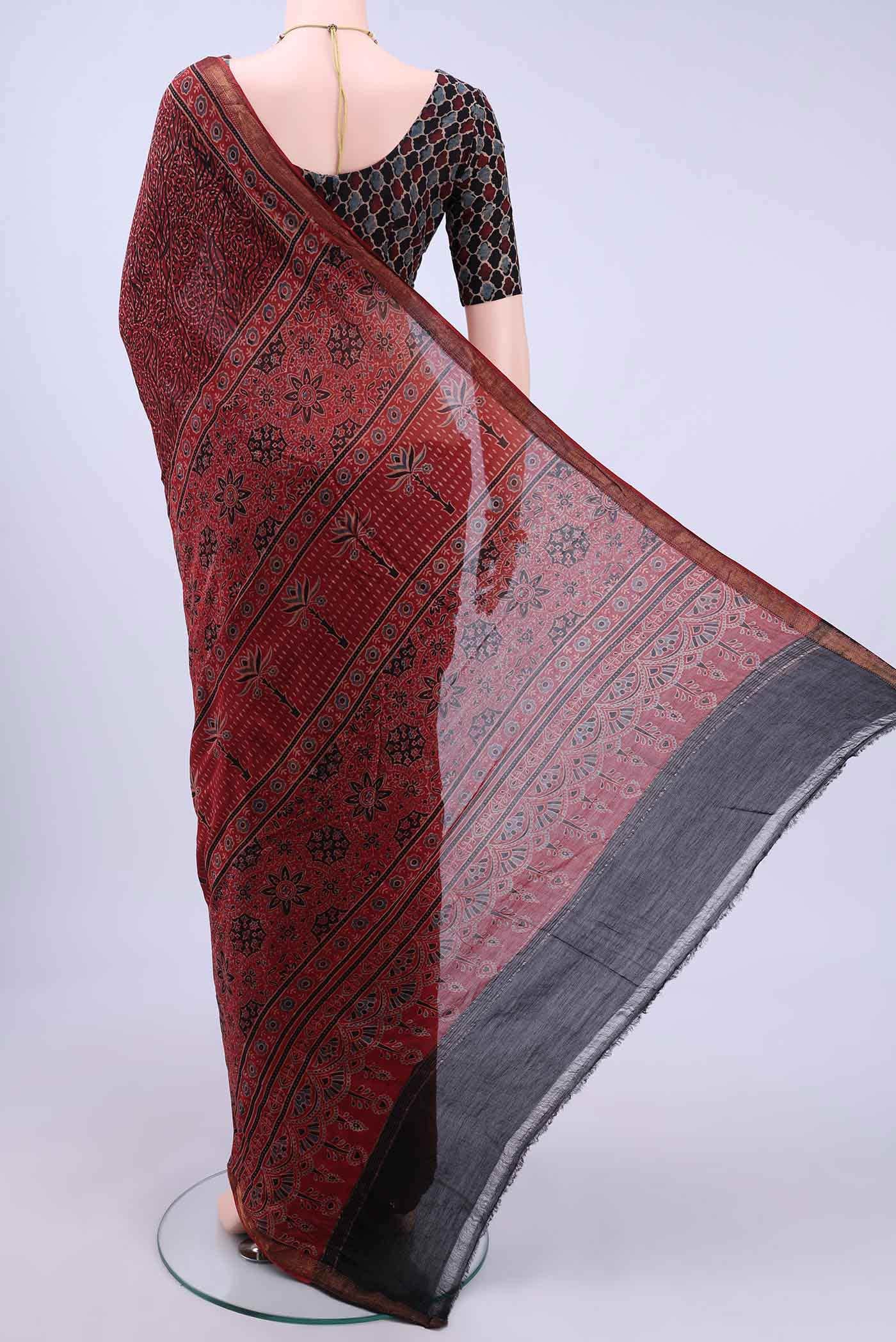 Maroon Chanderi Silk Cotton Saree