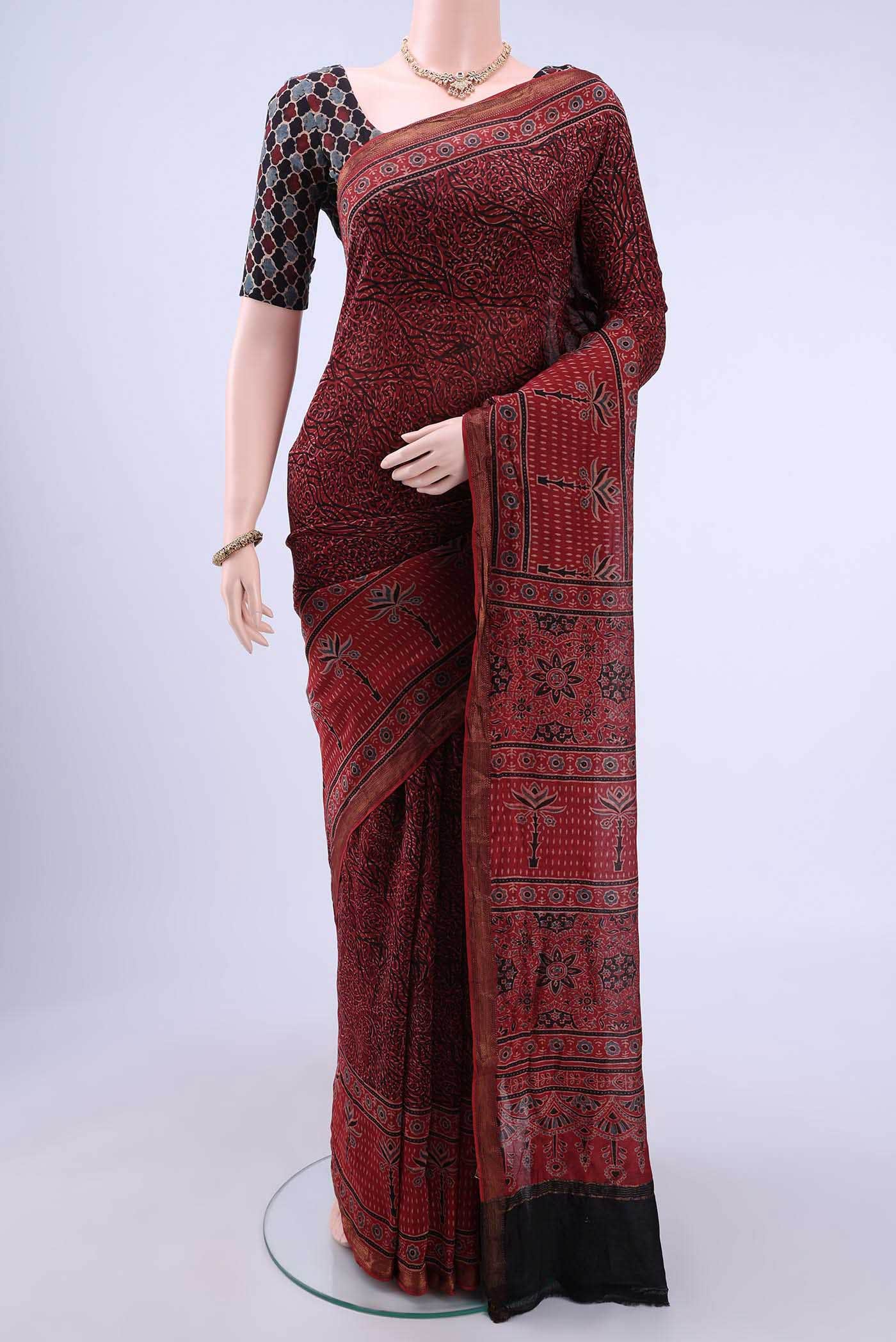 Maroon Chanderi Silk Cotton Saree