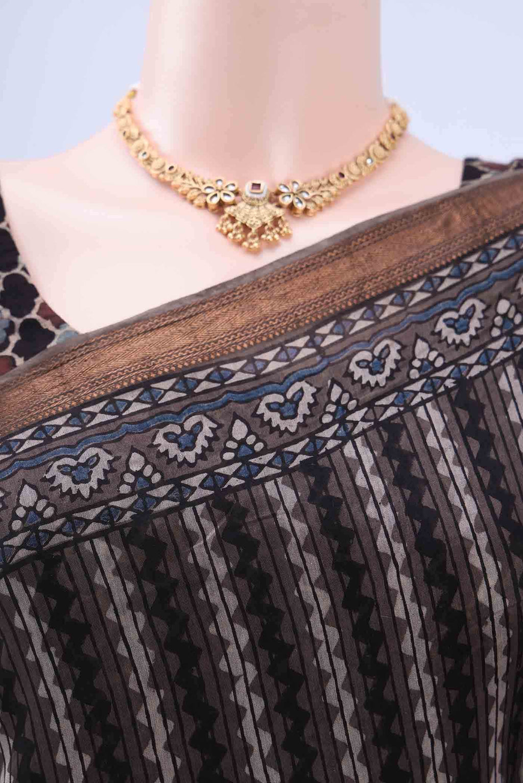 Davys Grey Chanderi Silk Cotton Saree