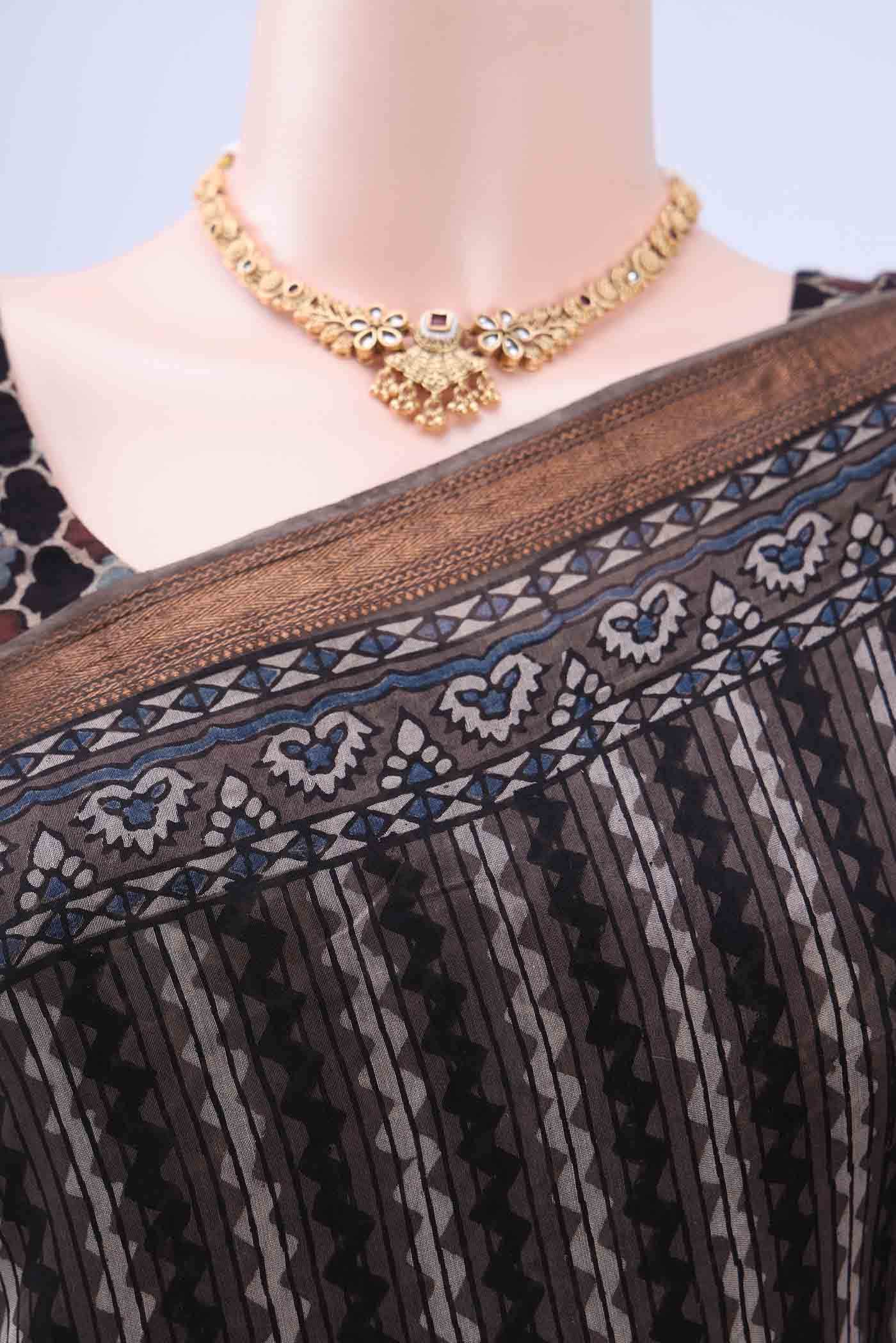 Davys Grey Chanderi Silk Cotton Saree