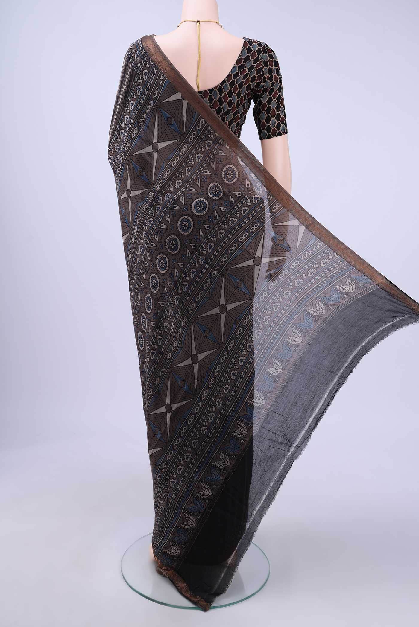 Davys Grey Chanderi Silk Cotton Saree