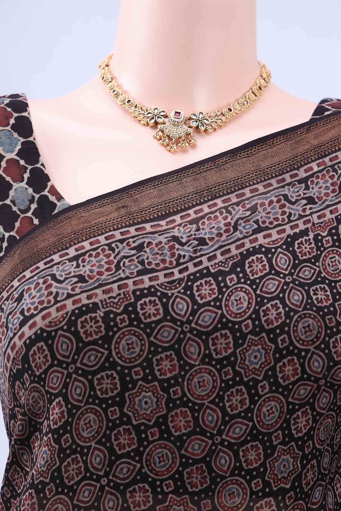 Black Chanderi Silk Cotton Saree