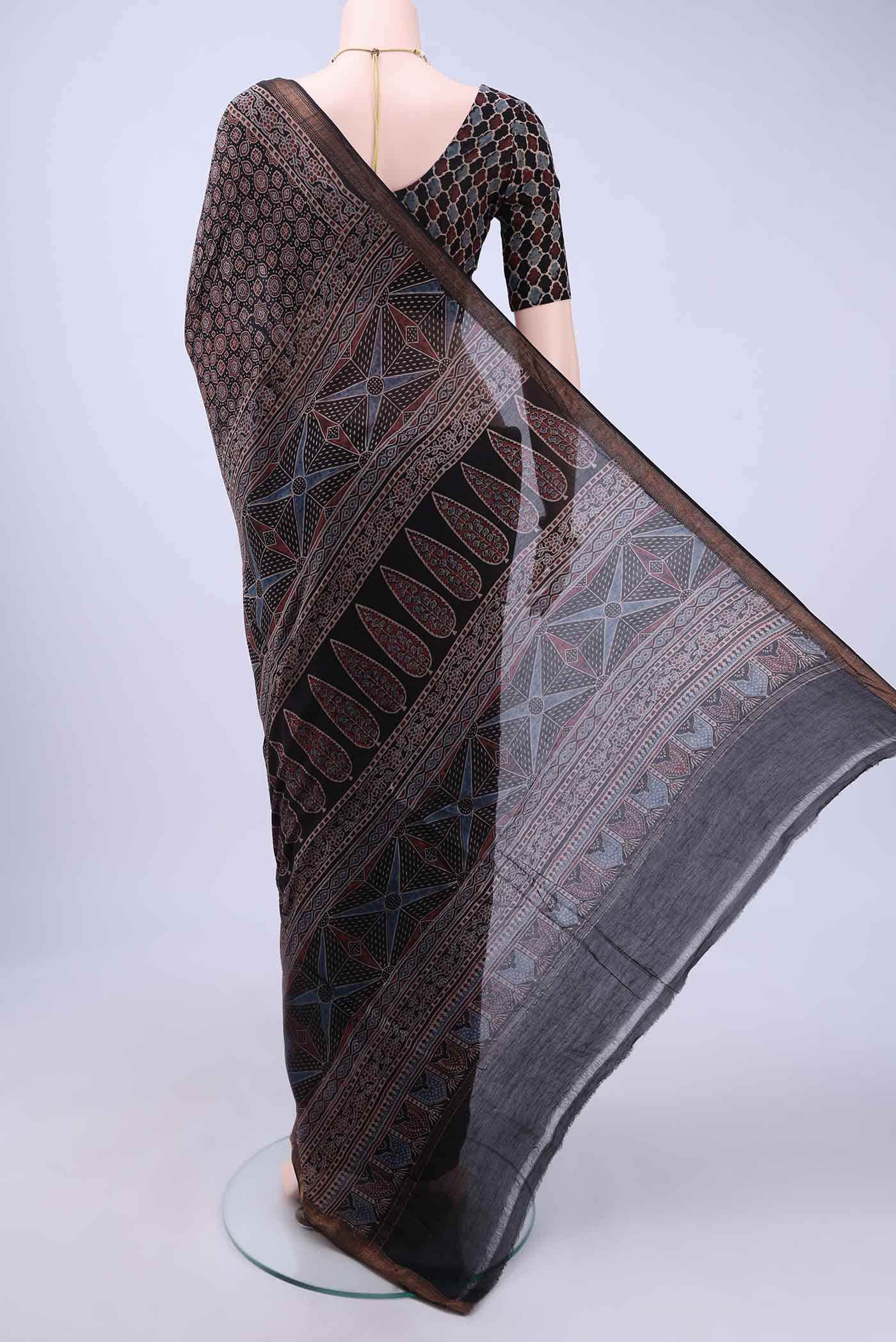 Black Chanderi Silk Cotton Saree