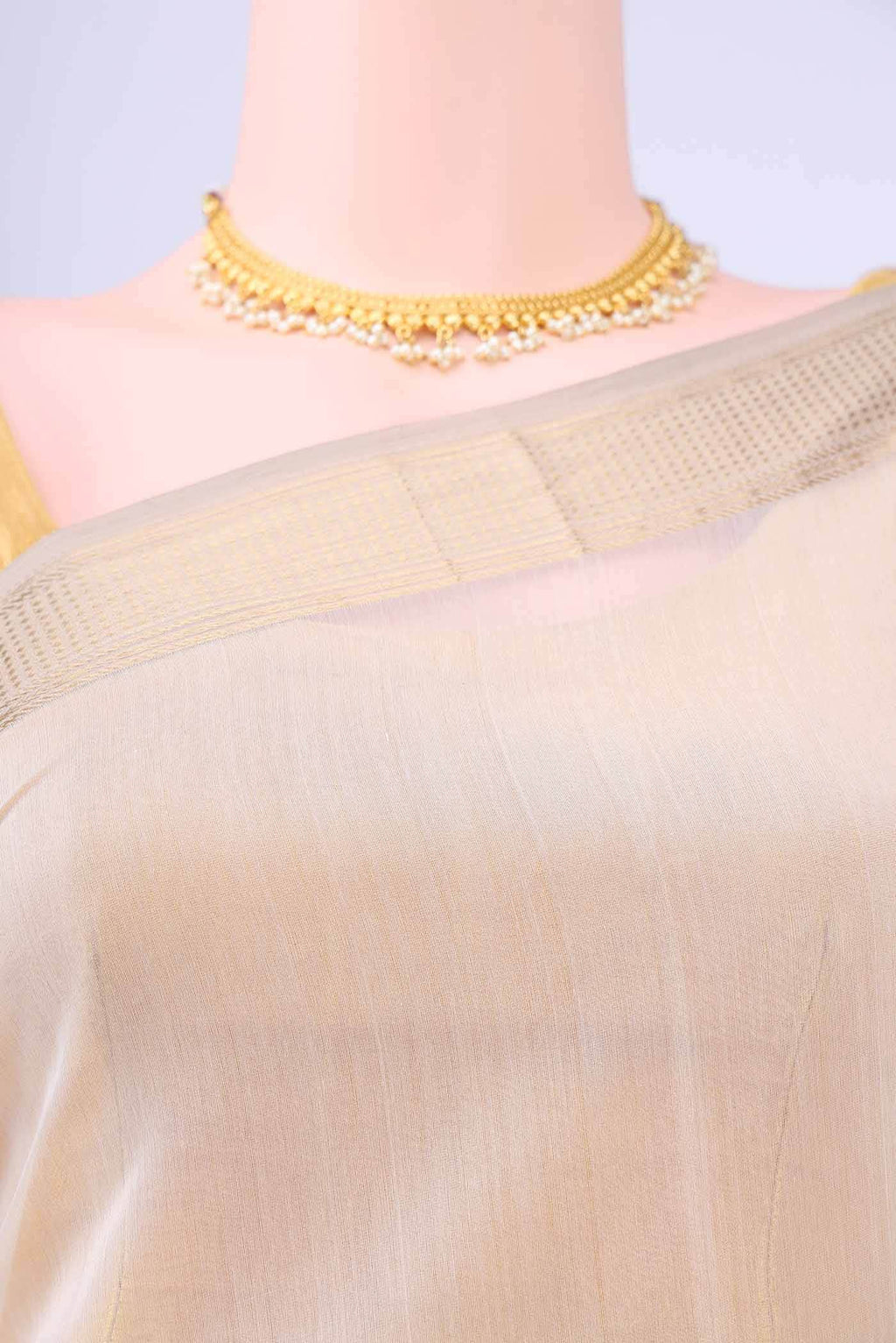 Beige Maheshwari Silk Cotton Saree
