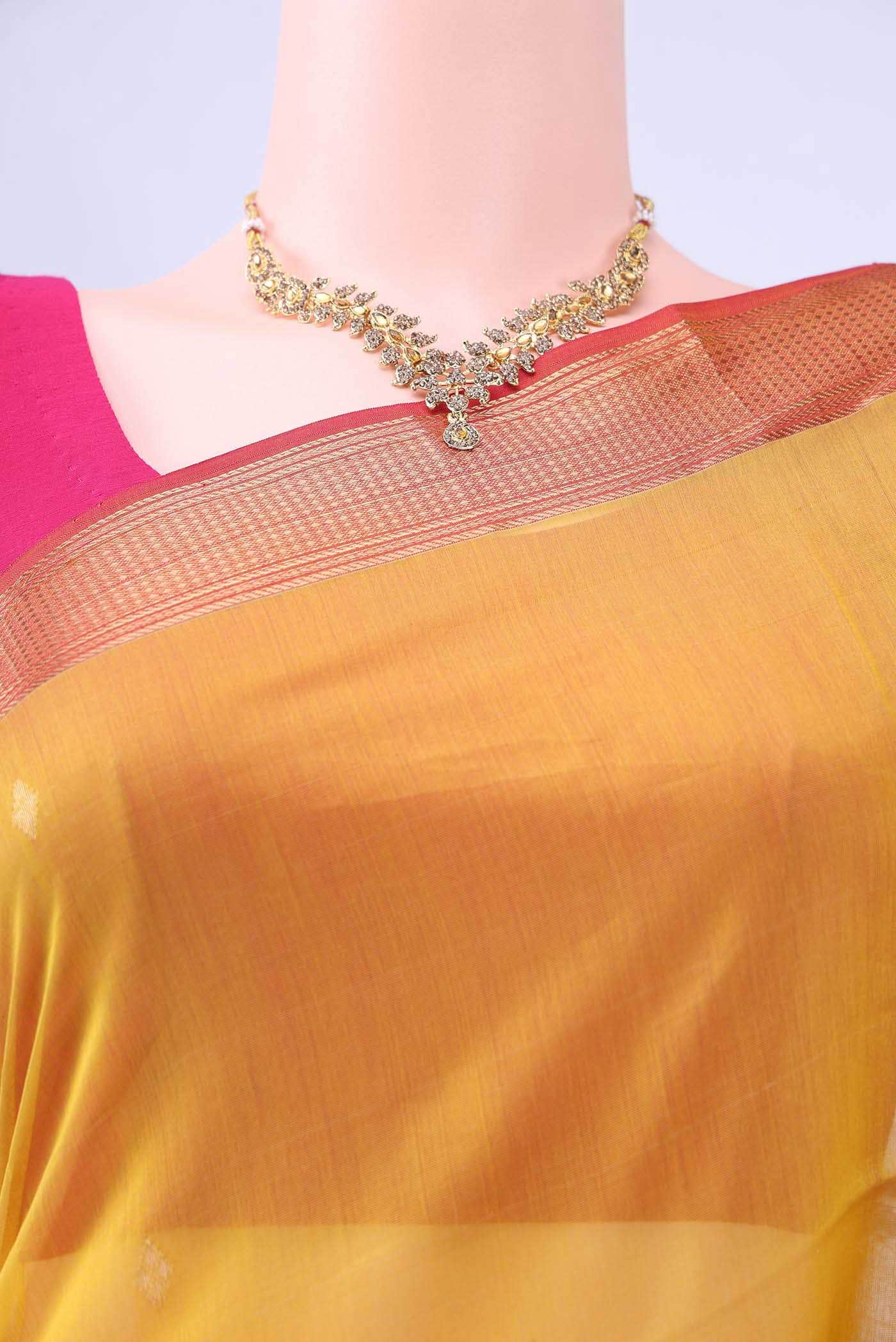 Mustard Maheshwari Silk Saree