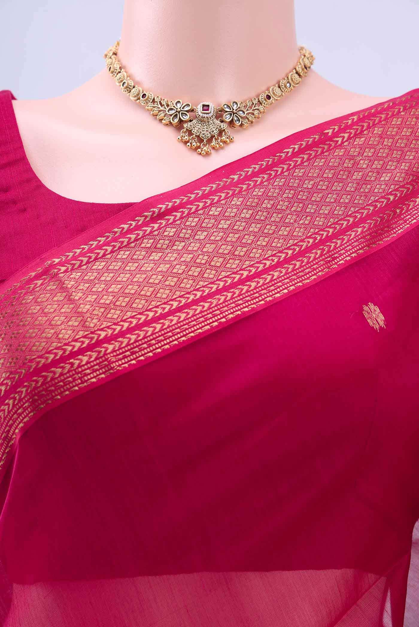 Imperial Pink Maheshwari Silk Cotton Saree