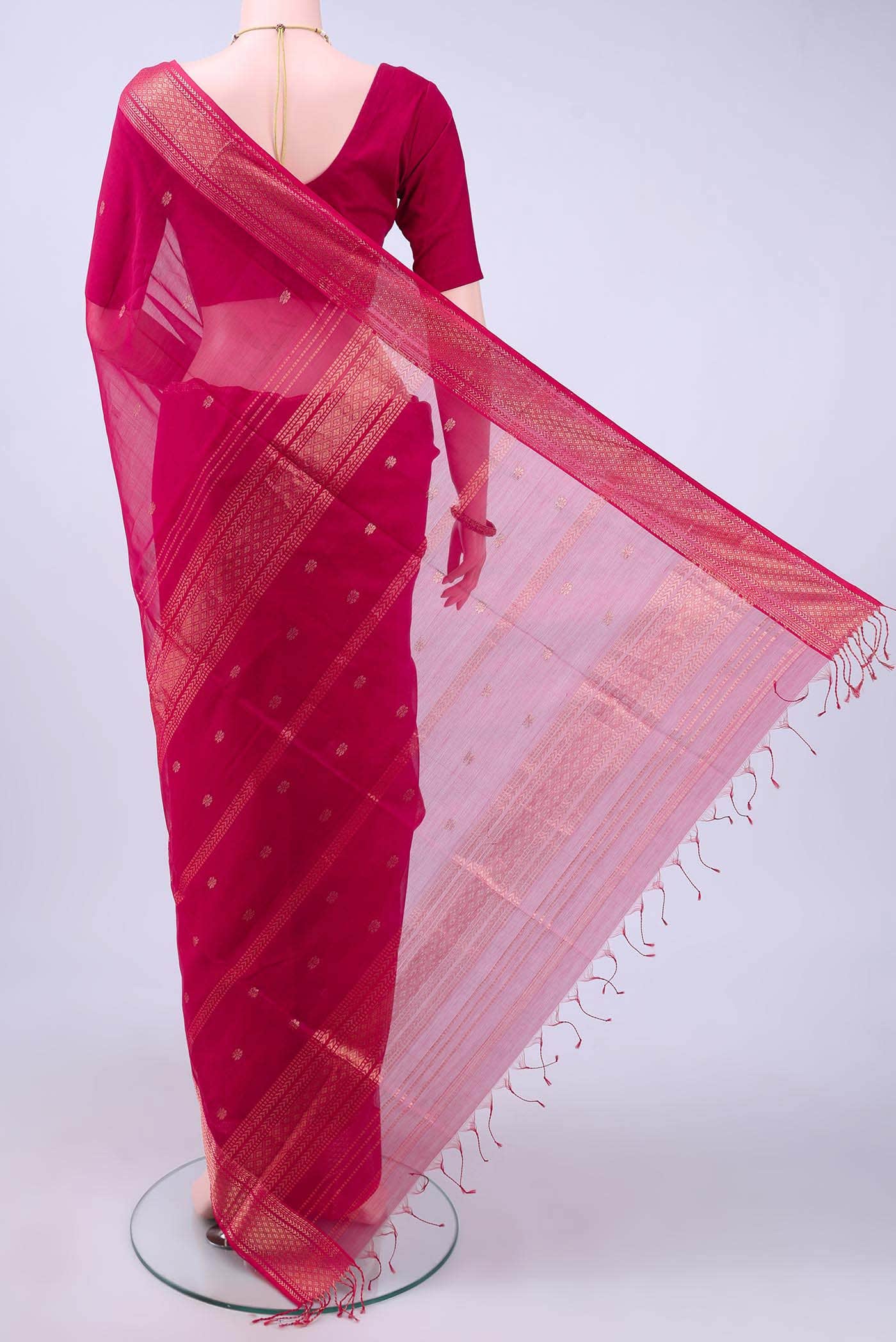 Imperial Pink Maheshwari Silk Cotton Saree
