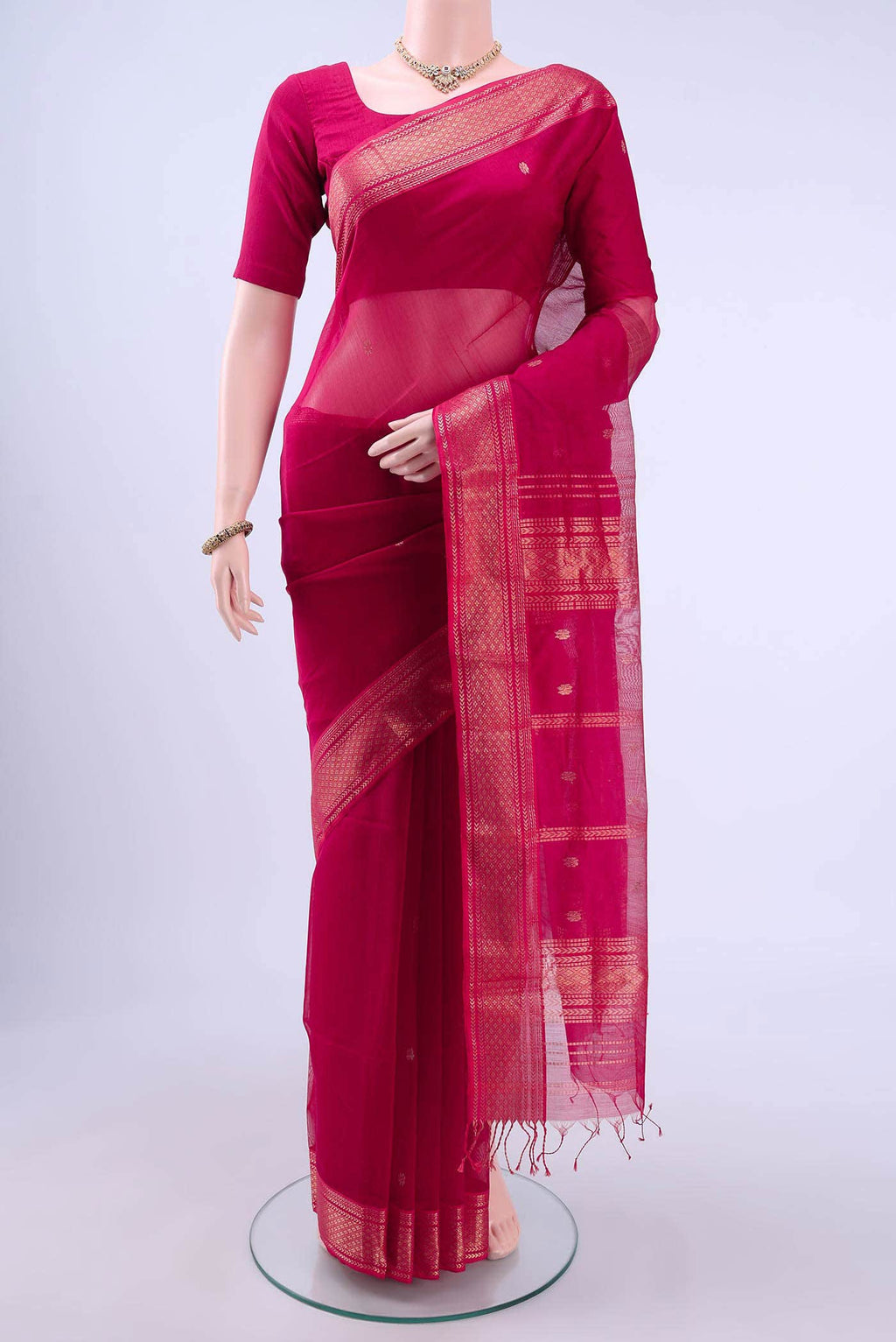 Imperial Pink Maheshwari Silk Cotton Saree