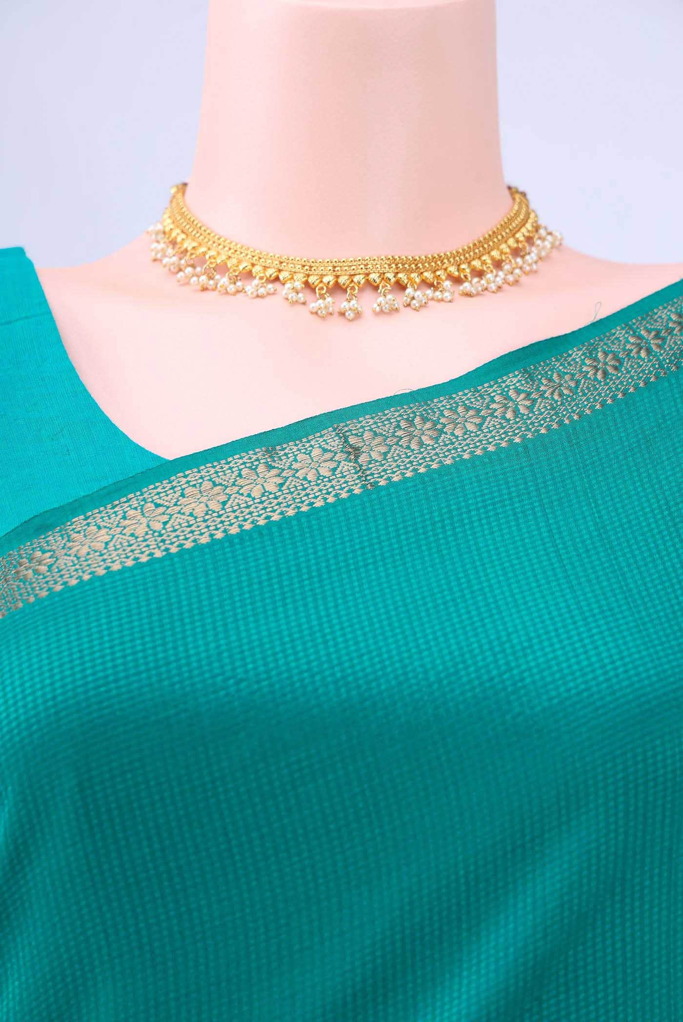 Sea Green Maheshwari Silk Cotton Saree