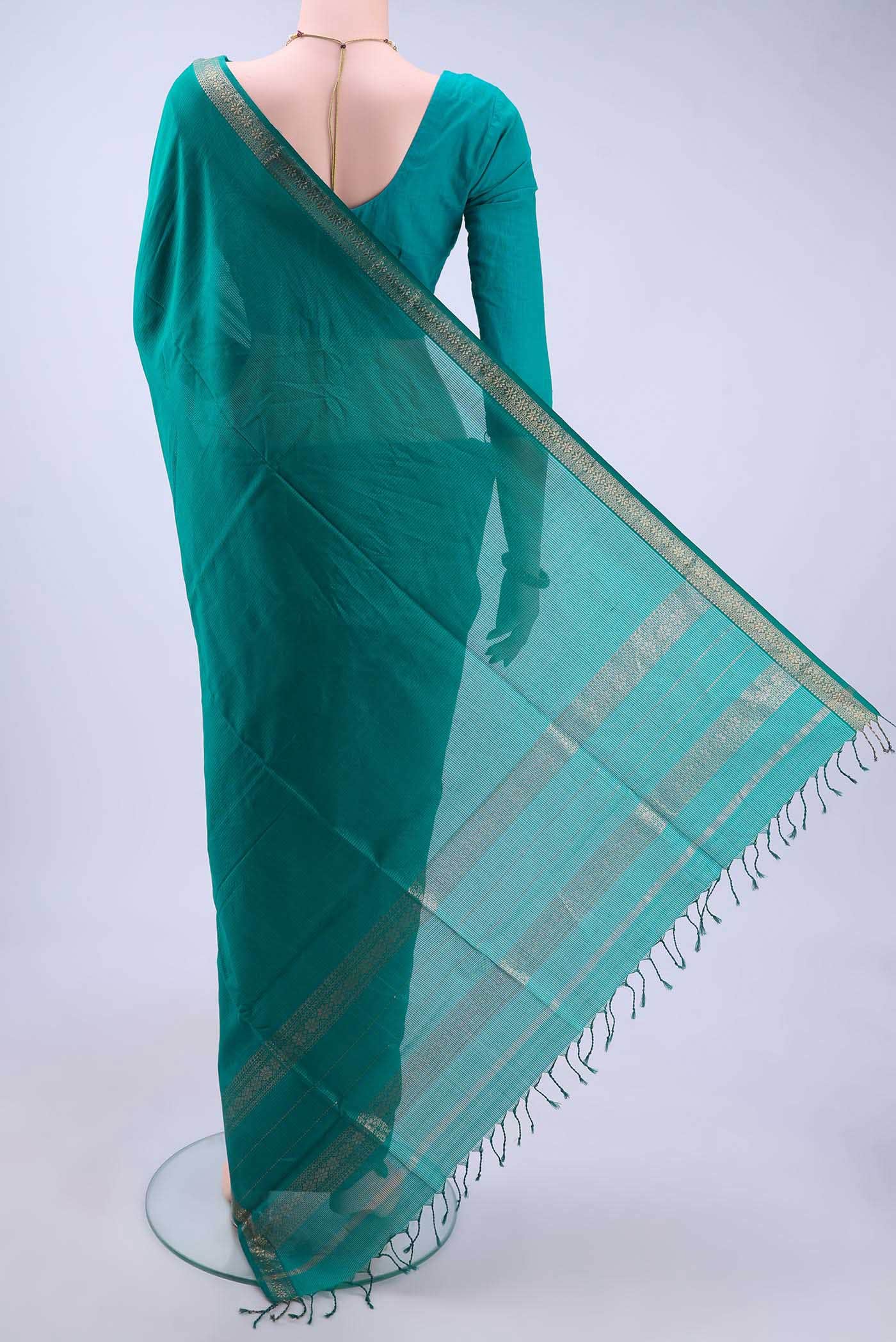 Sea Green Maheshwari Silk Cotton Saree