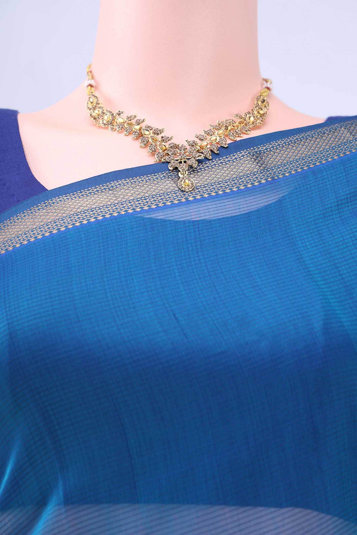 Blue Maheshwari Silk Saree