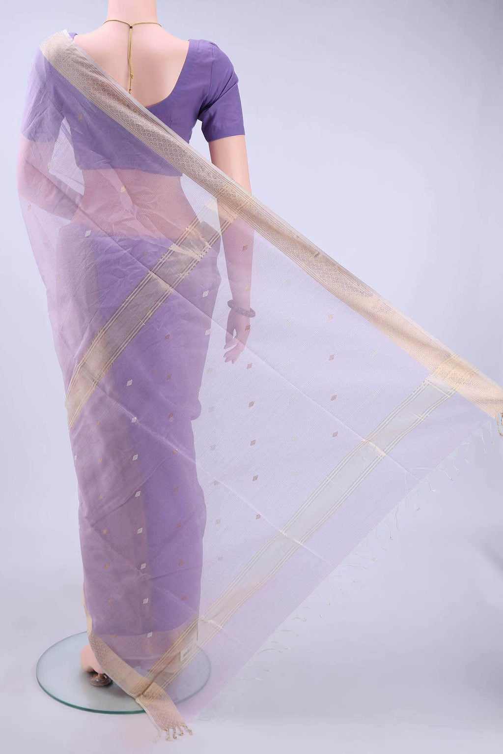 Lavender Maheshwari Silk Saree