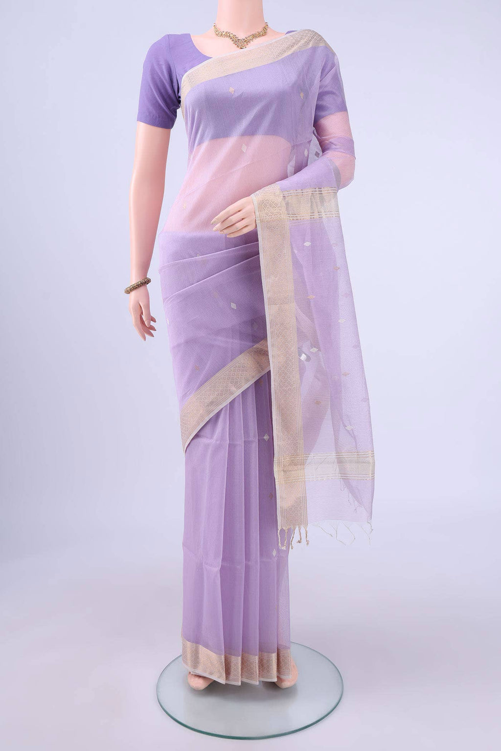 Lavender Maheshwari Silk Saree
