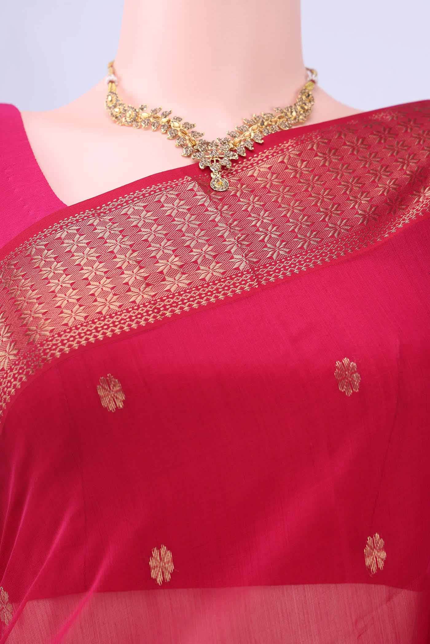 Rani Pink Maheshwari Silk Saree