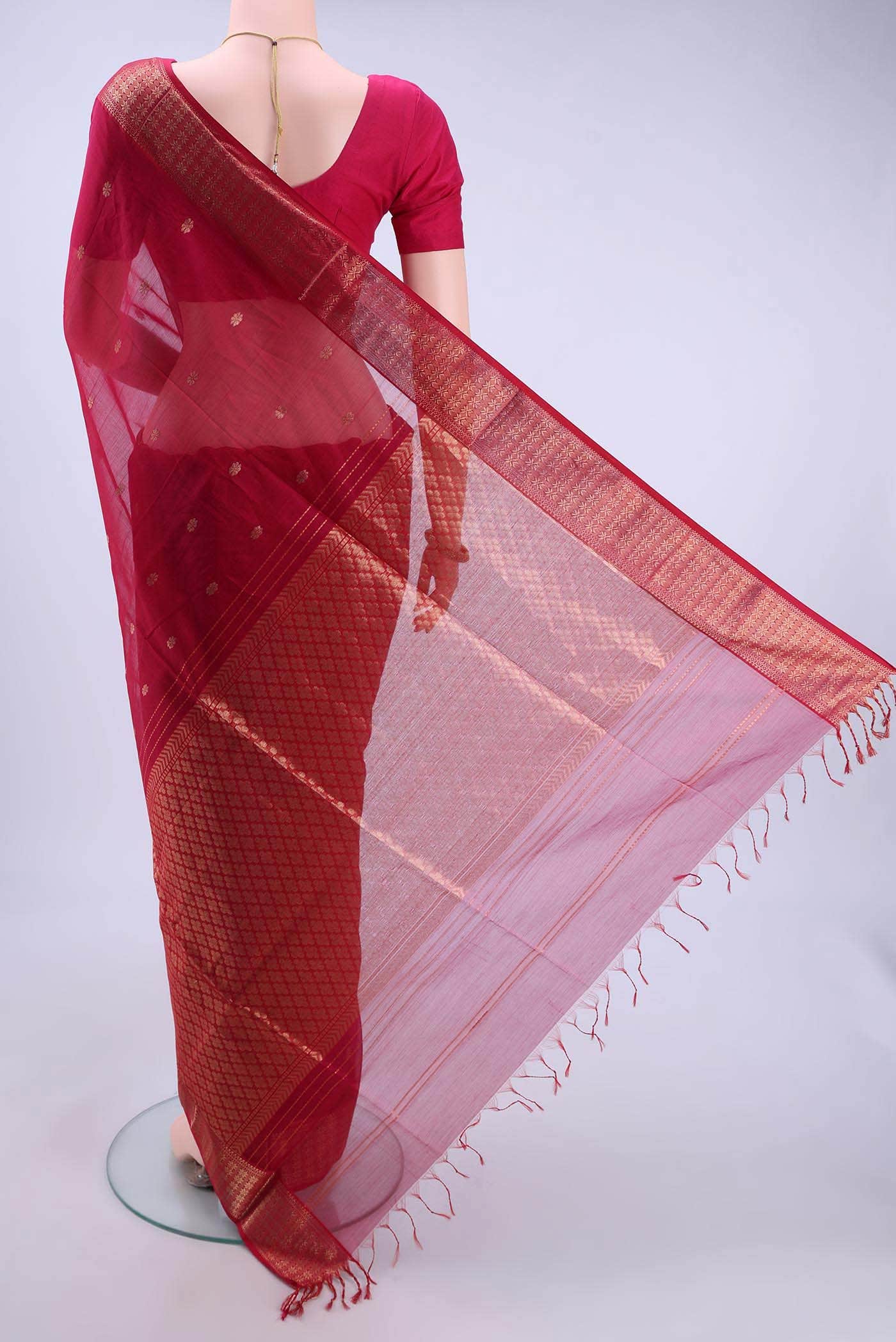 Rani Pink Maheshwari Silk Saree