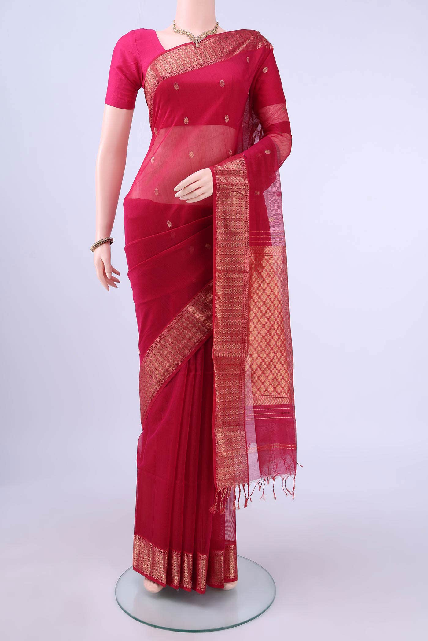 Rani Pink Maheshwari Silk Saree
