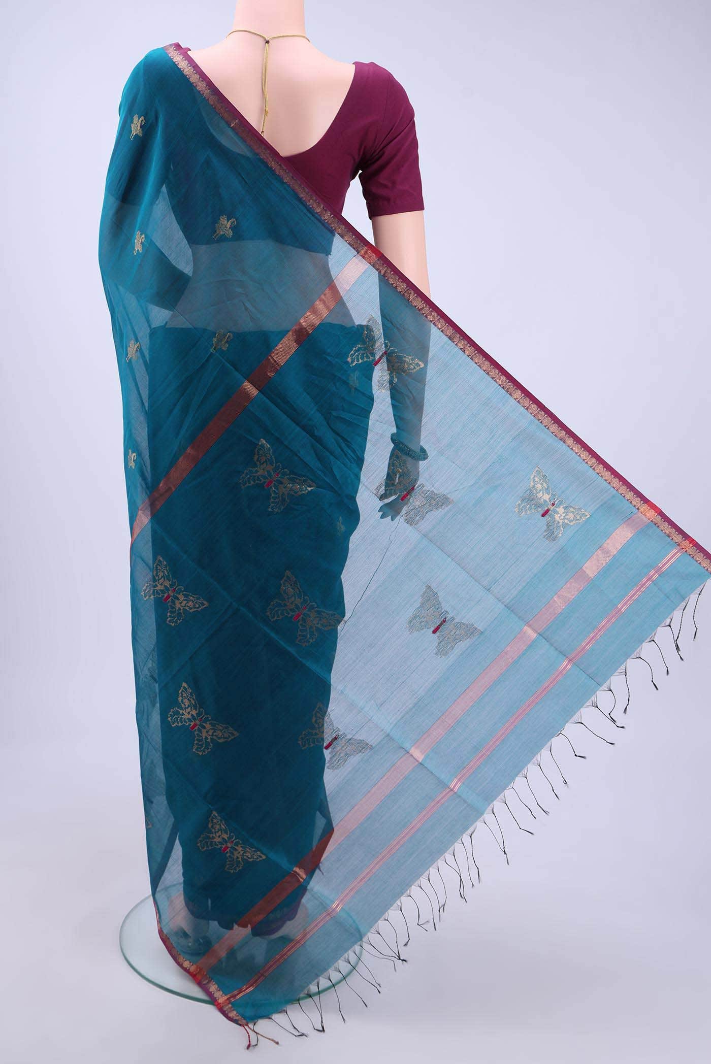 Black Maheshwari Silk Saree