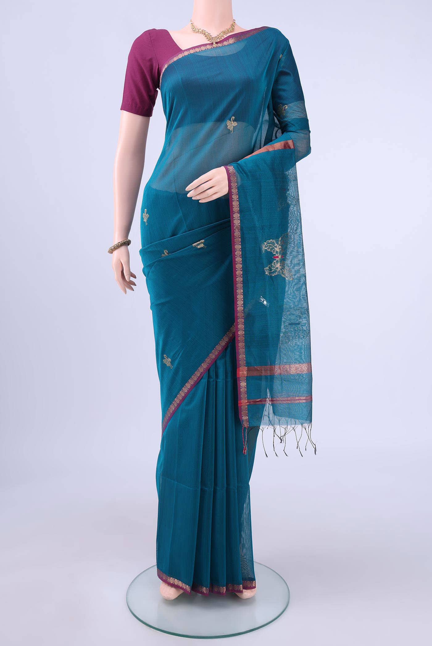 Black Maheshwari Silk Saree