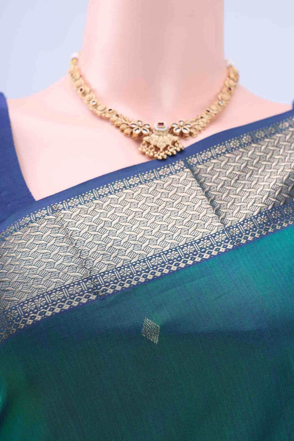 Green Maheshwari Silk Cotton Saree