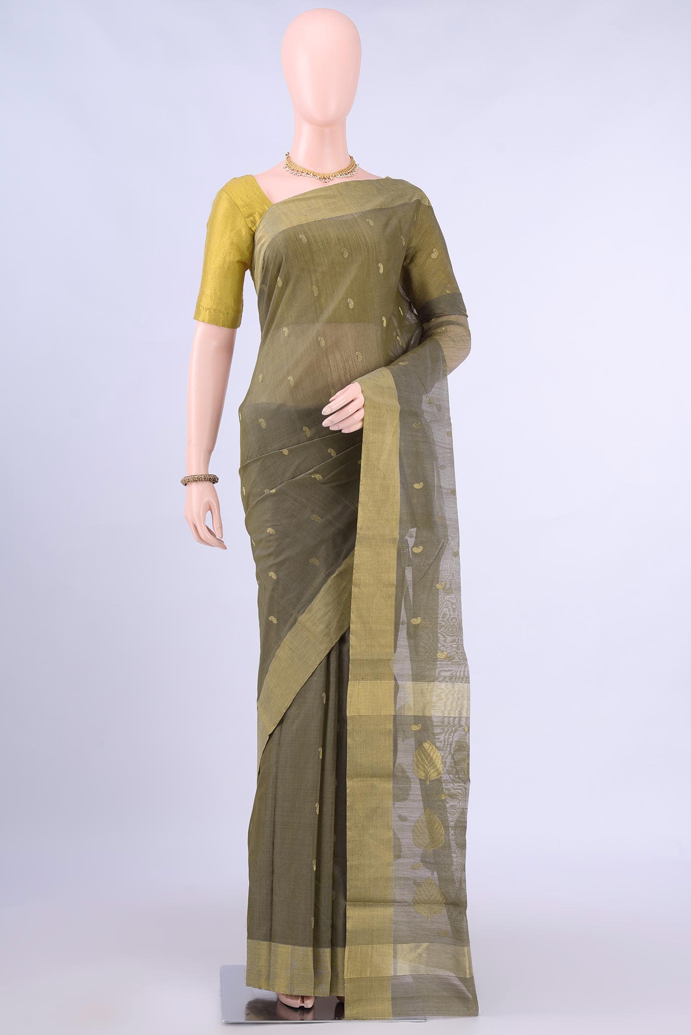 Davys Grey Chanderi Silk Saree