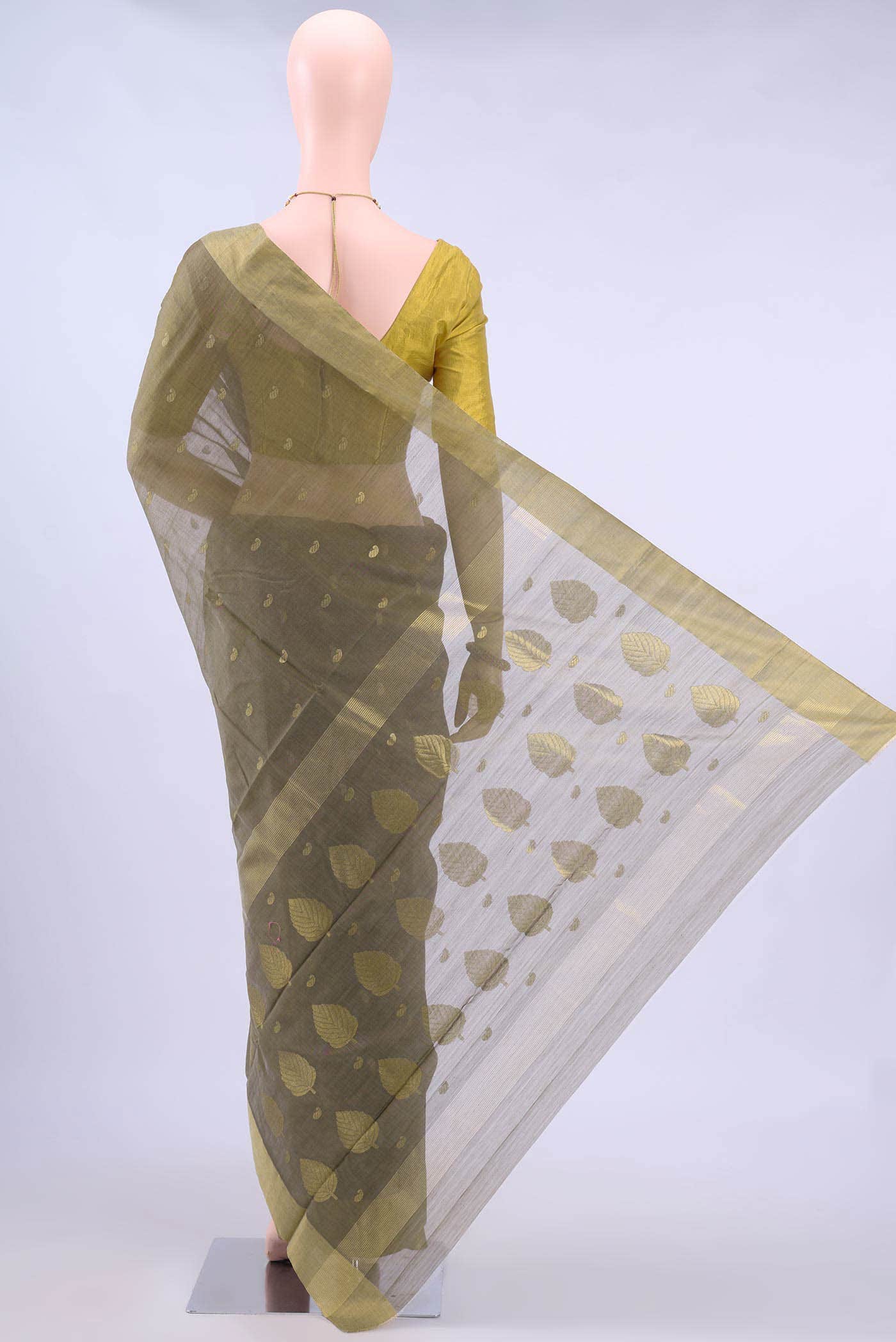 Davys Grey Chanderi Silk Saree