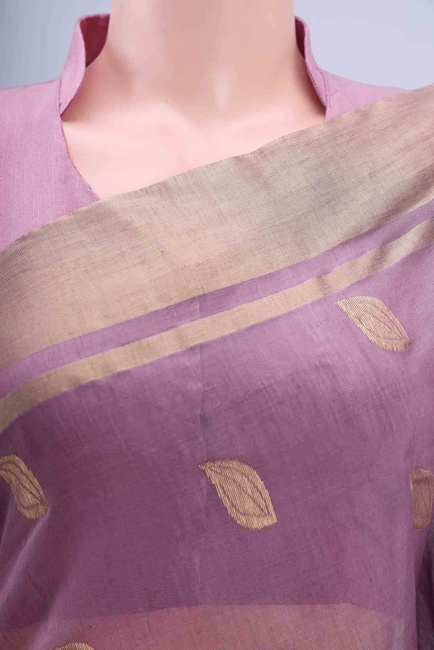 Mauve Chanderi Silk Cotton Saree