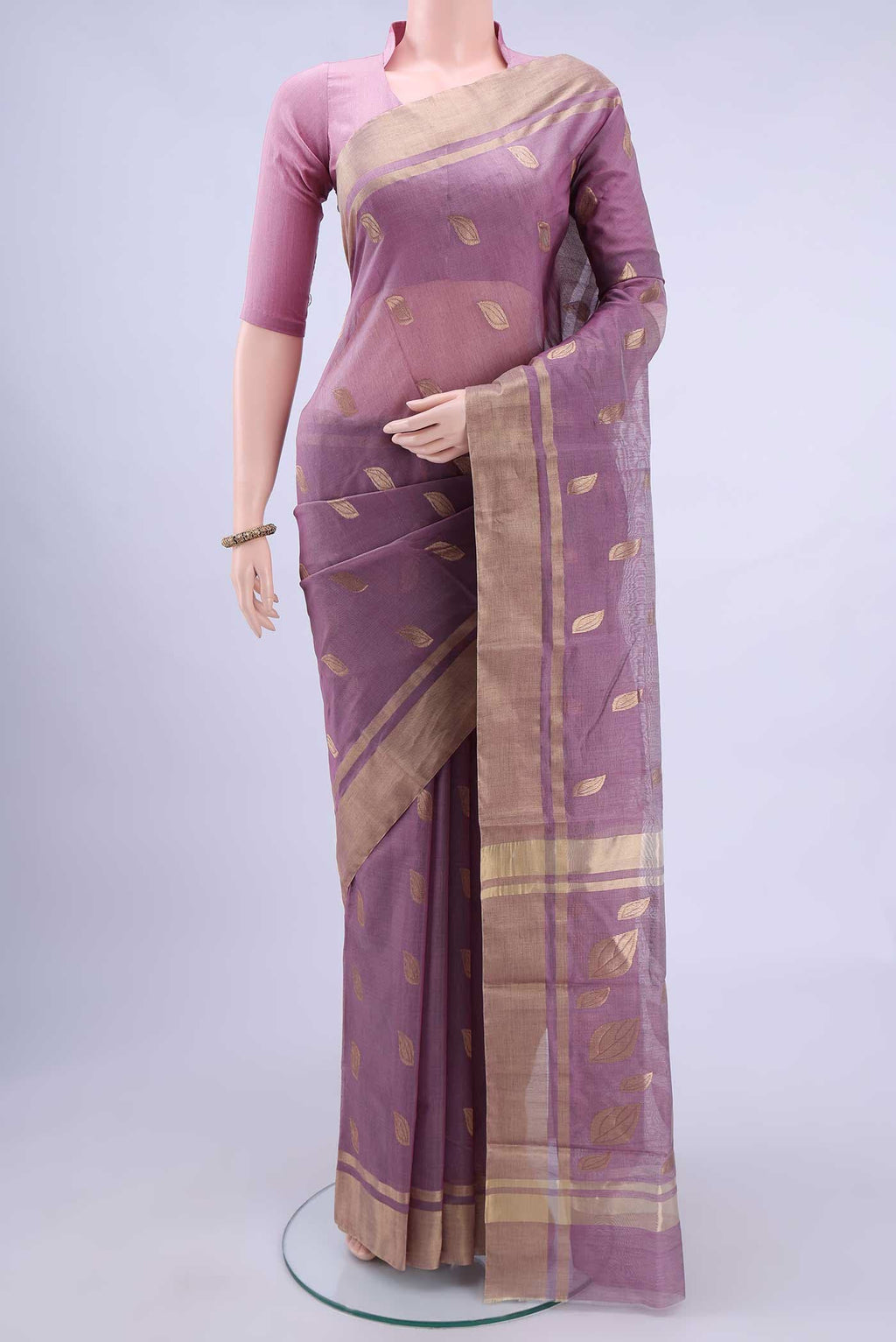 Mauve Chanderi Silk Cotton Saree