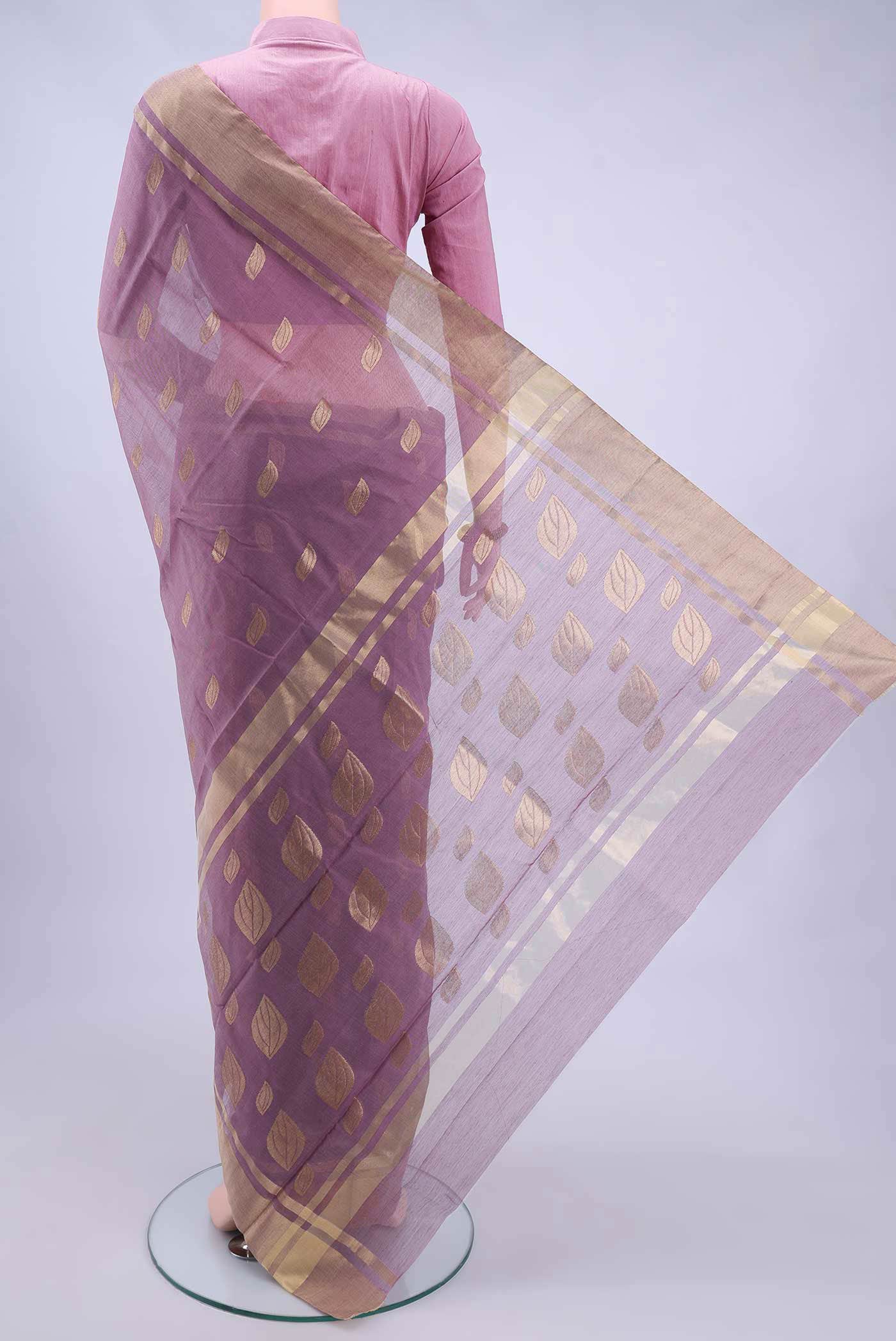 Mauve Chanderi Silk Cotton Saree
