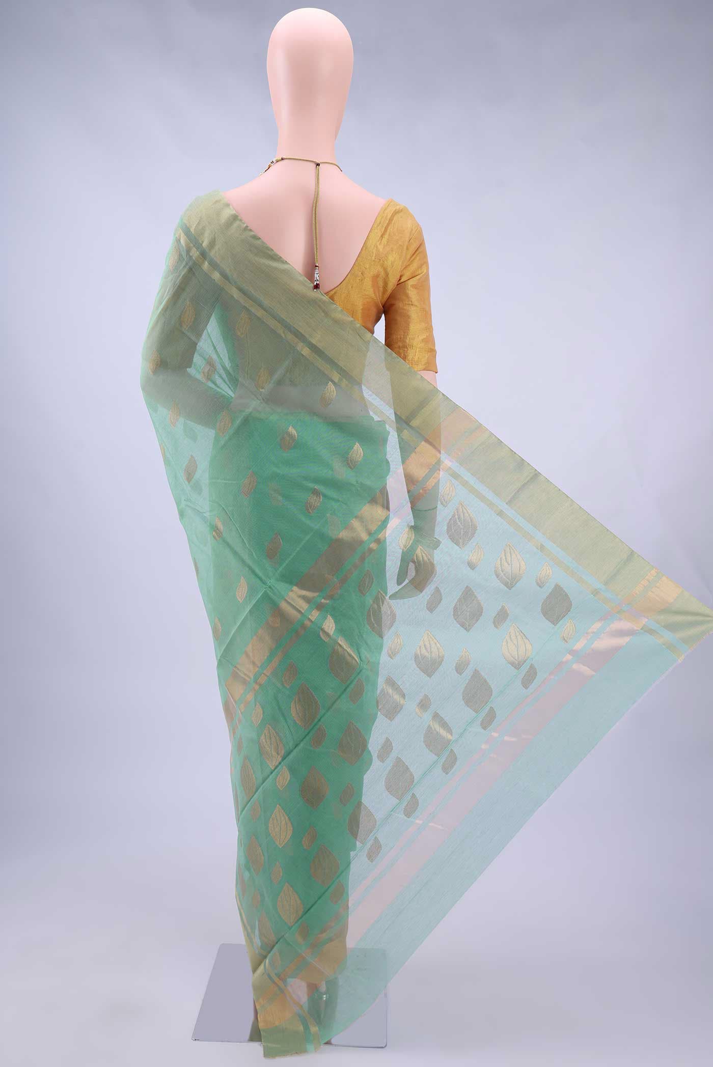 Pista Green Chanderi Silk Cotton Saree