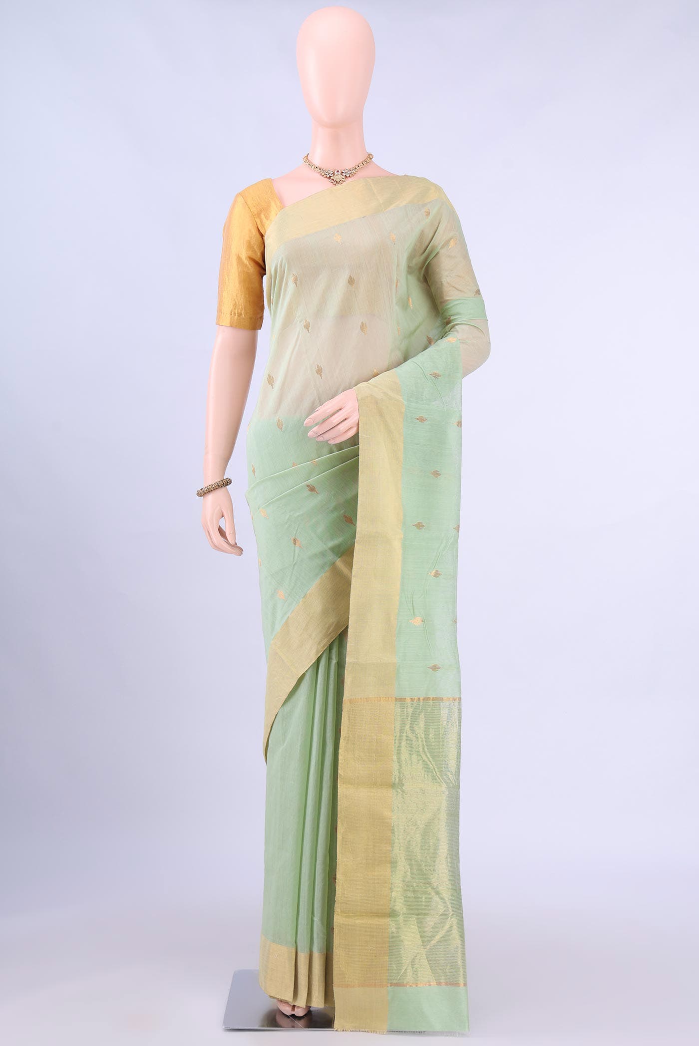 Sage Green Chanderi Silk Saree