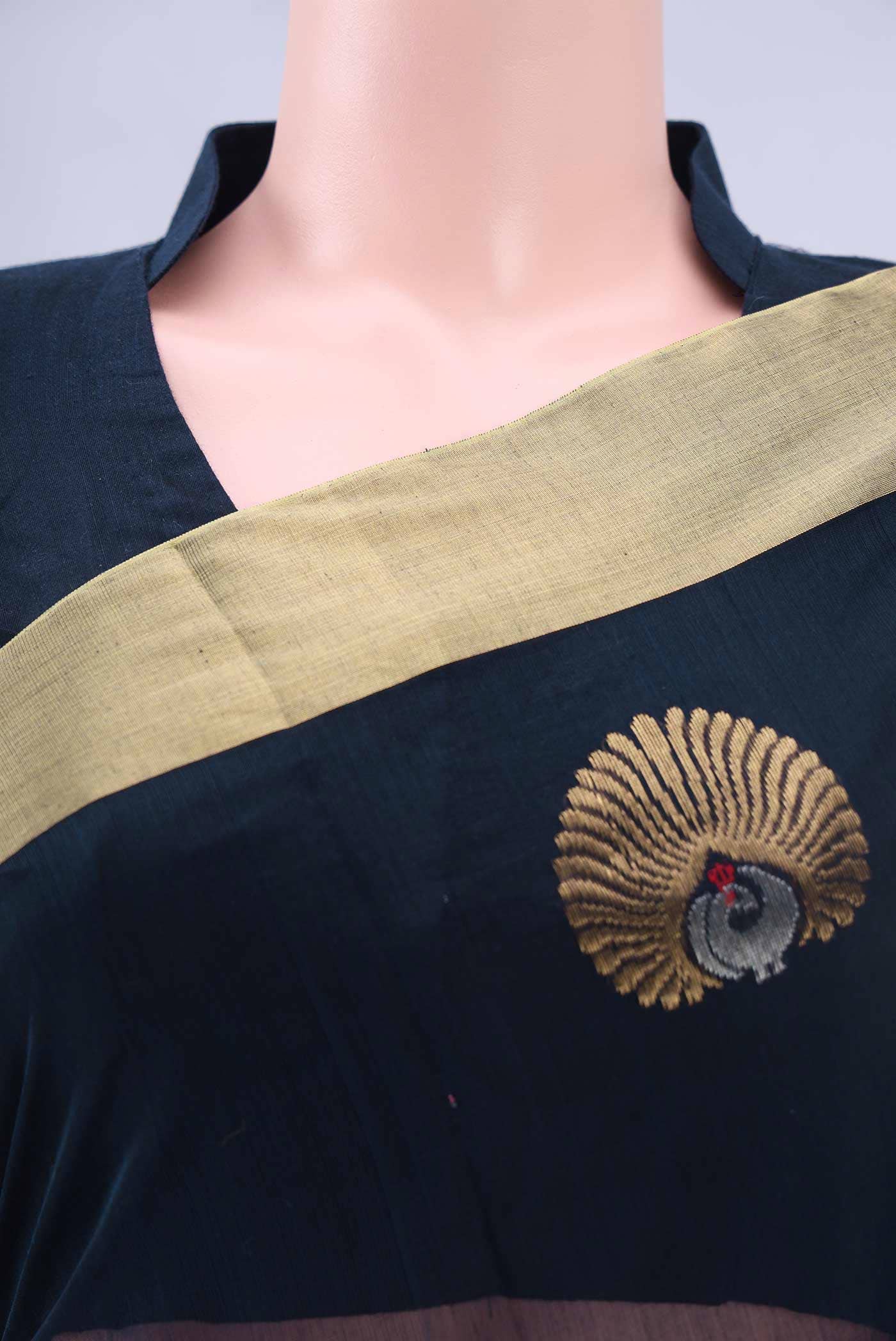 Navy Blue Chanderi Silk Cotton Saree