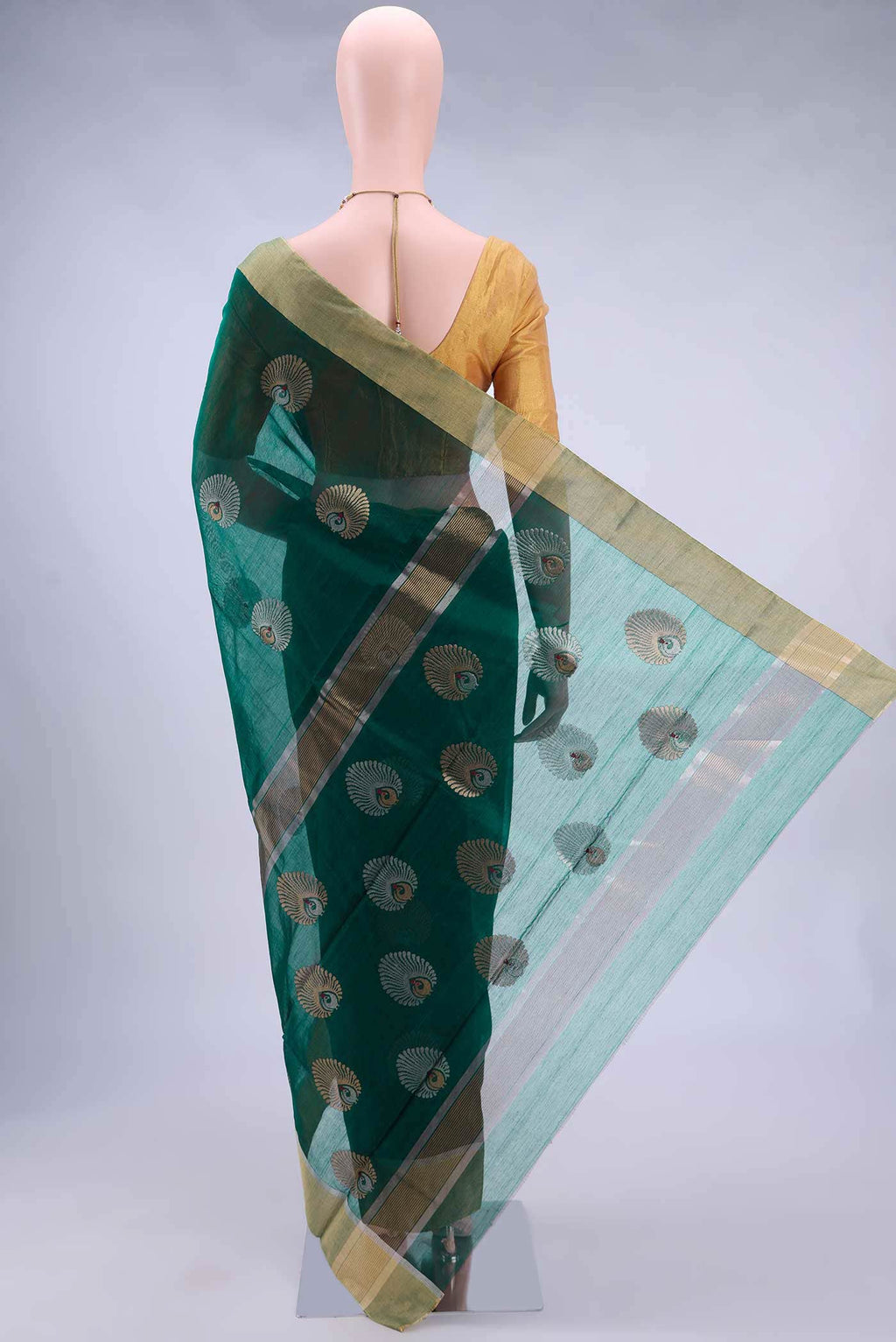 Peacock Blue Chanderi Silk Cotton Saree