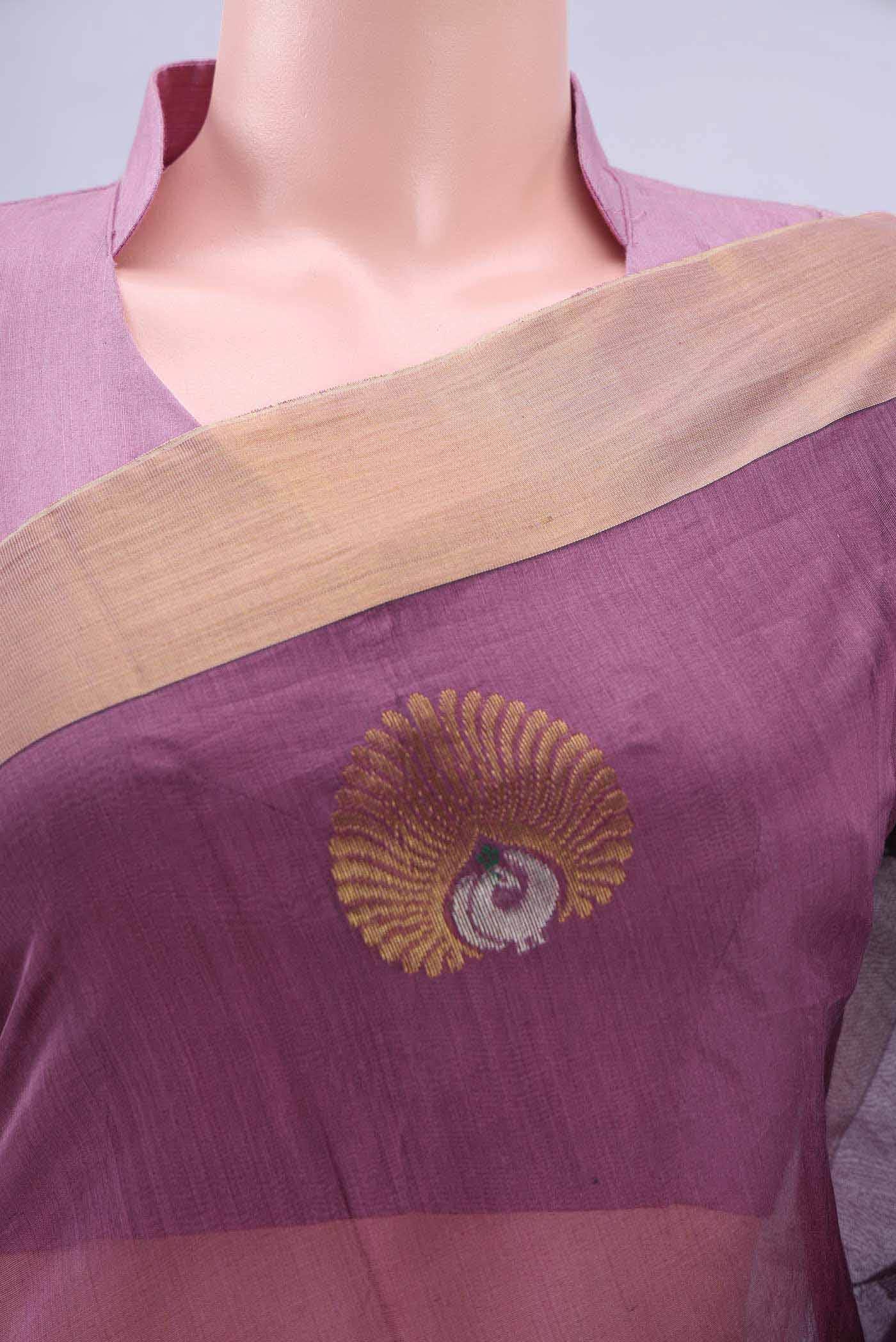 Magenta Chanderi Silk Cotton Saree