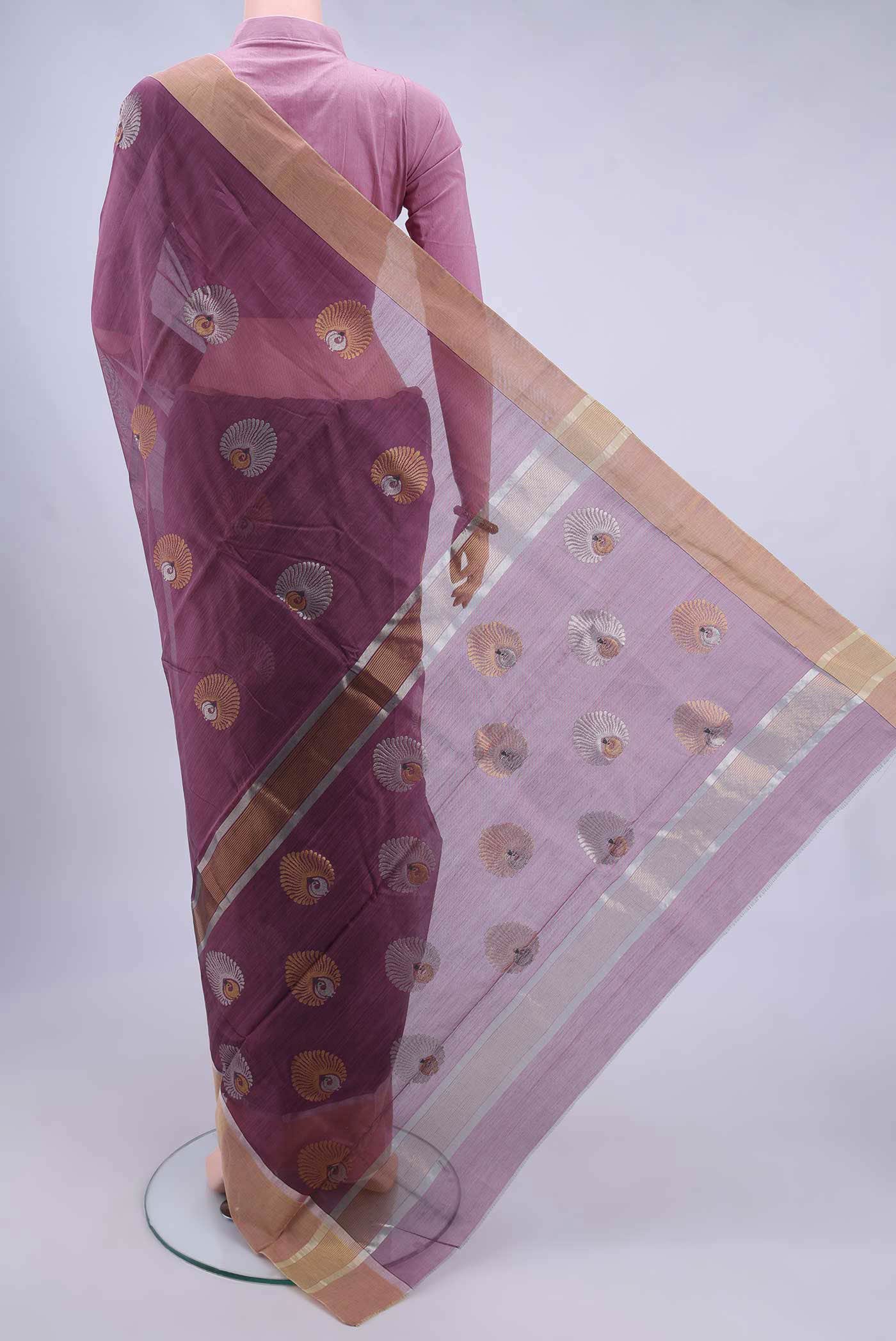 Magenta Chanderi Silk Cotton Saree
