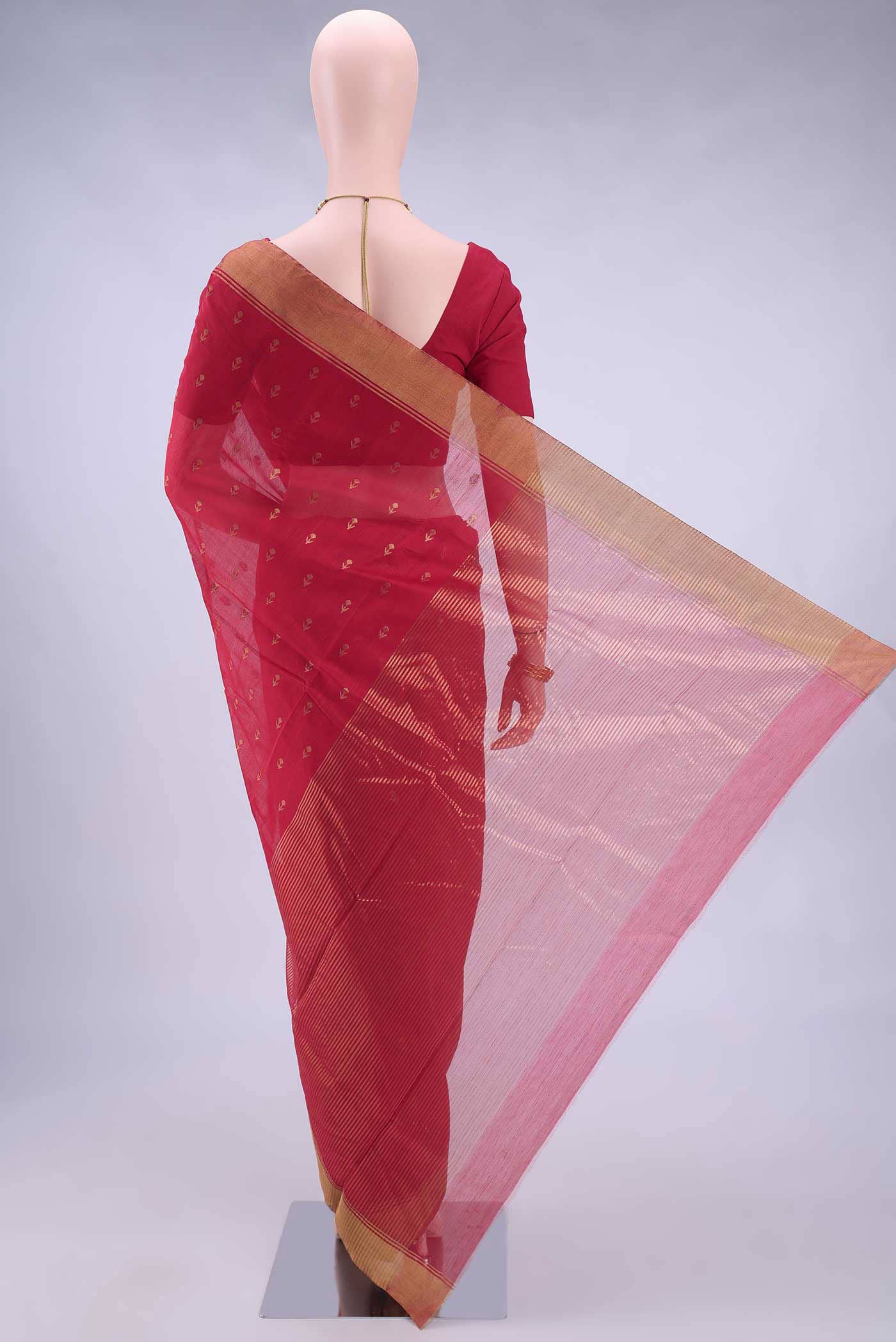 Red Chanderi Silk Cotton Saree