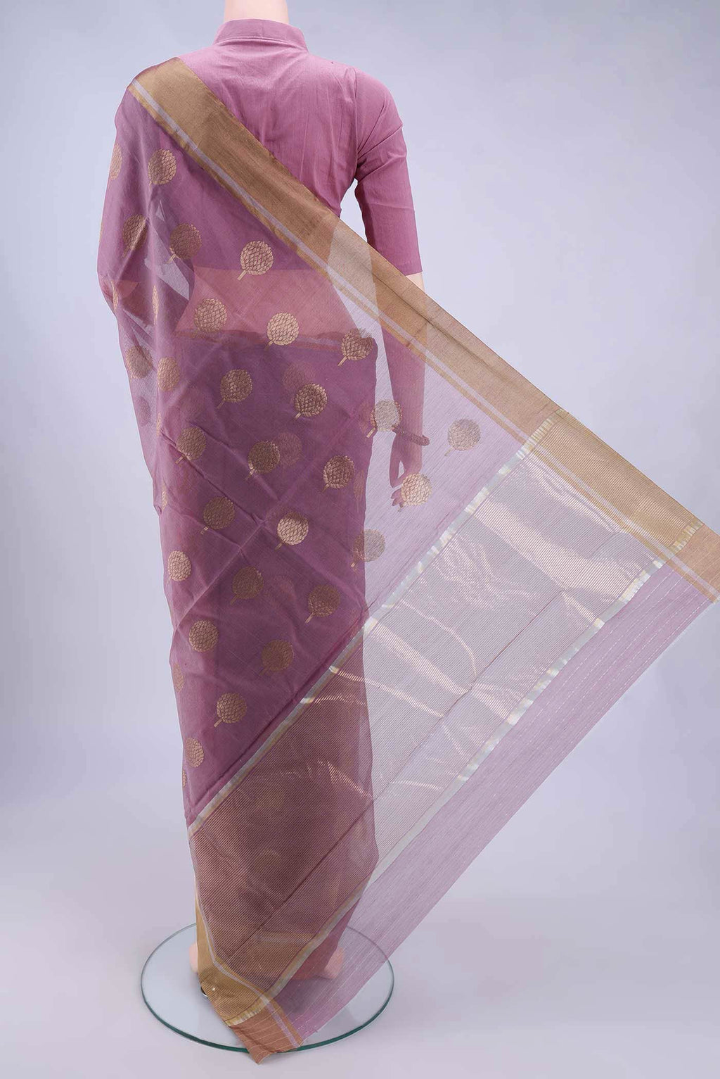 Mauve Chanderi Silk Cotton Saree