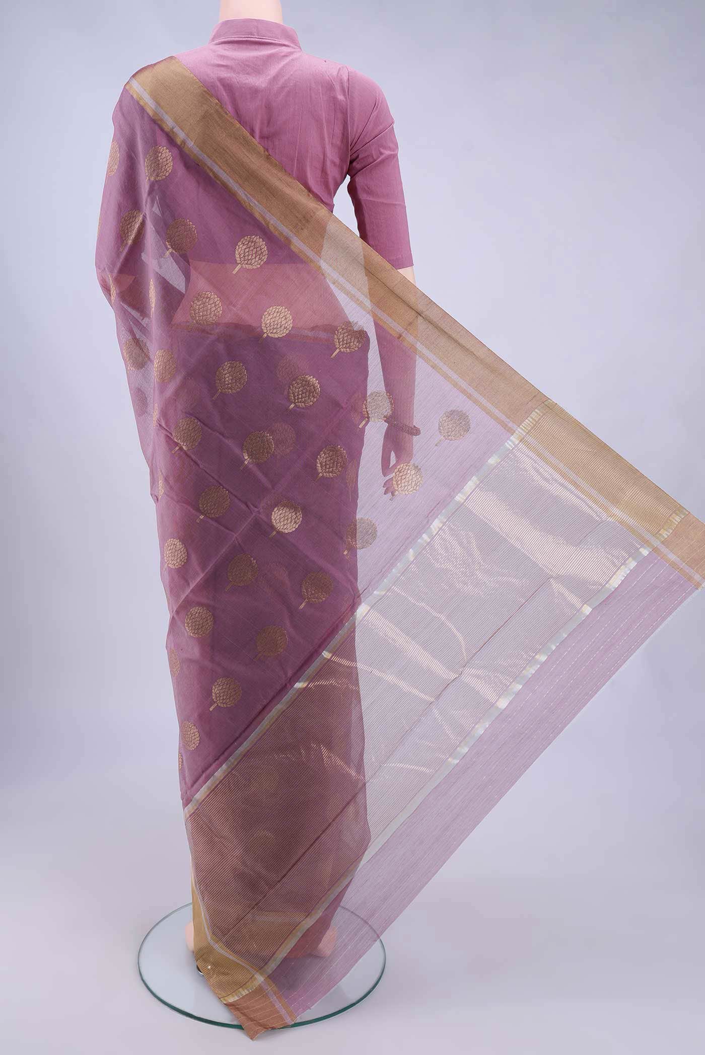 Mauve Chanderi Silk Cotton Saree