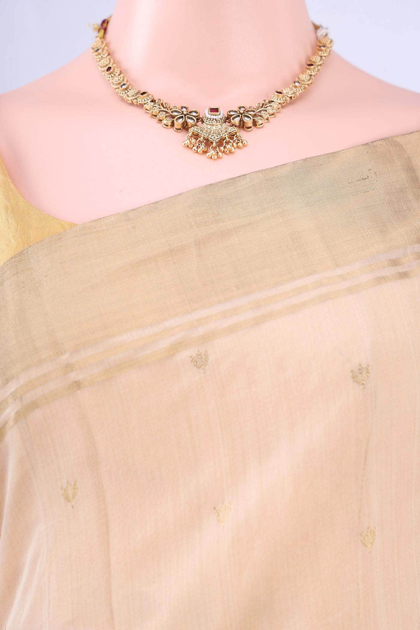 Cream Chanderi Silk Saree