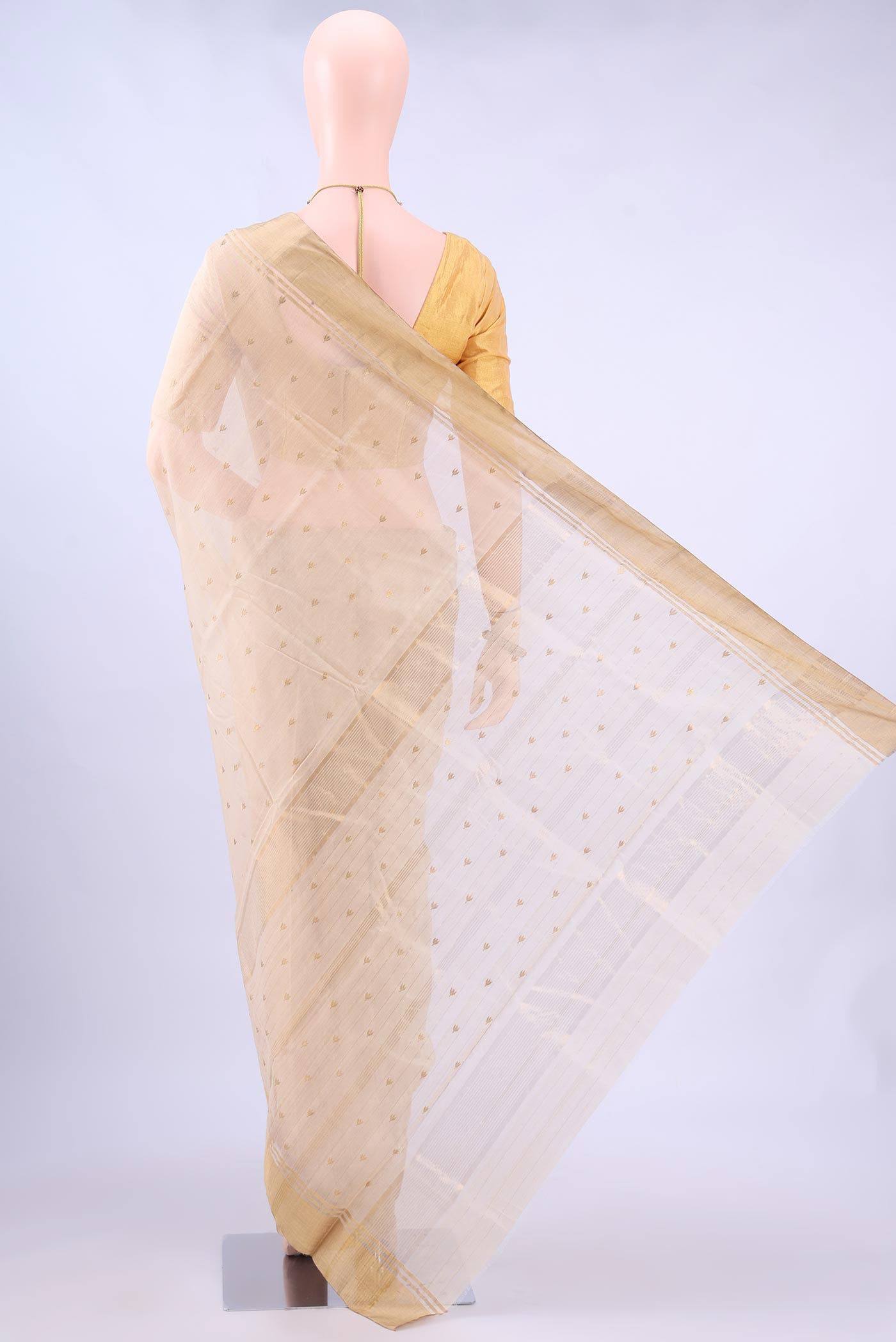 Cream Chanderi Silk Saree