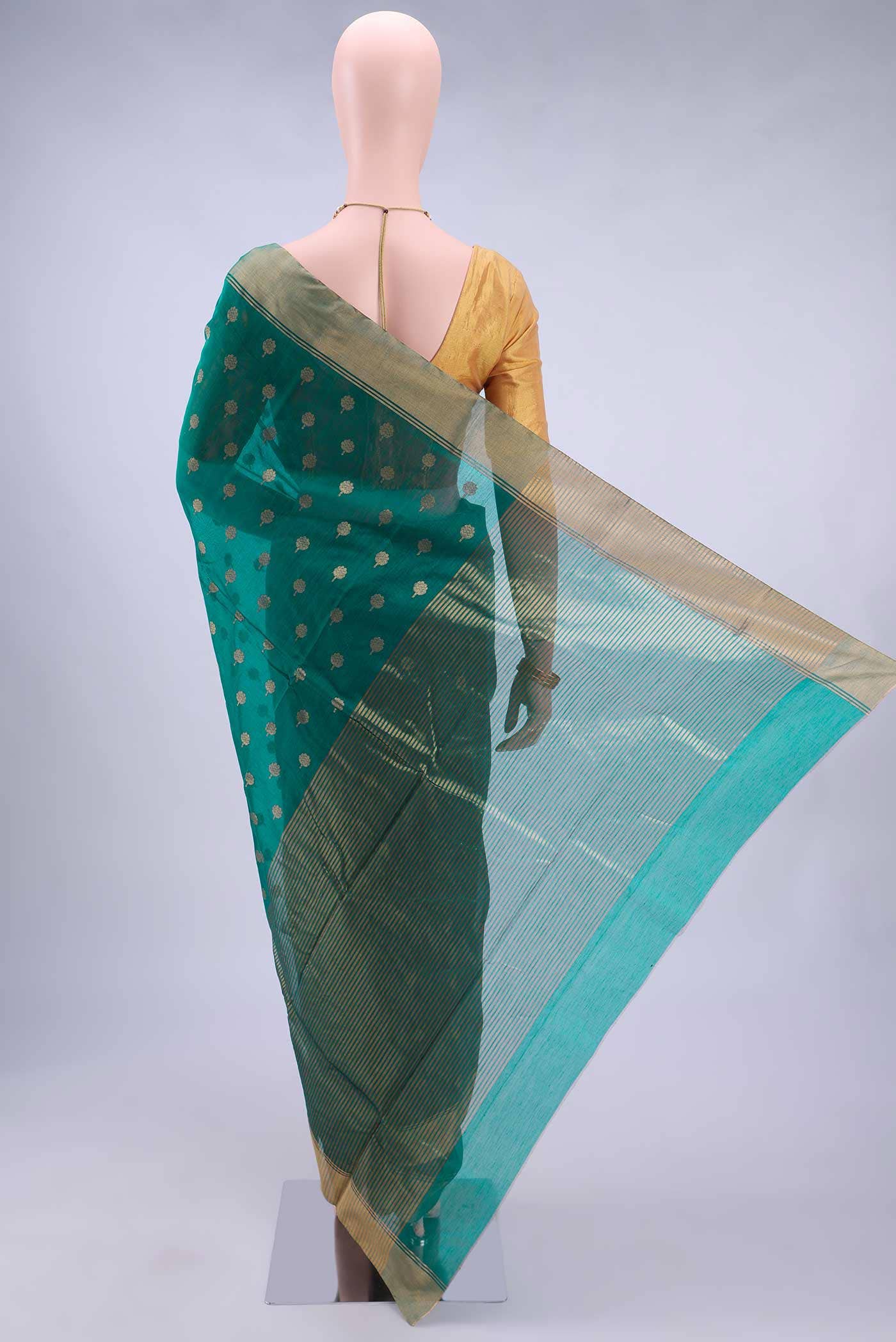 Sea Green Chanderi Silk Cotton Saree