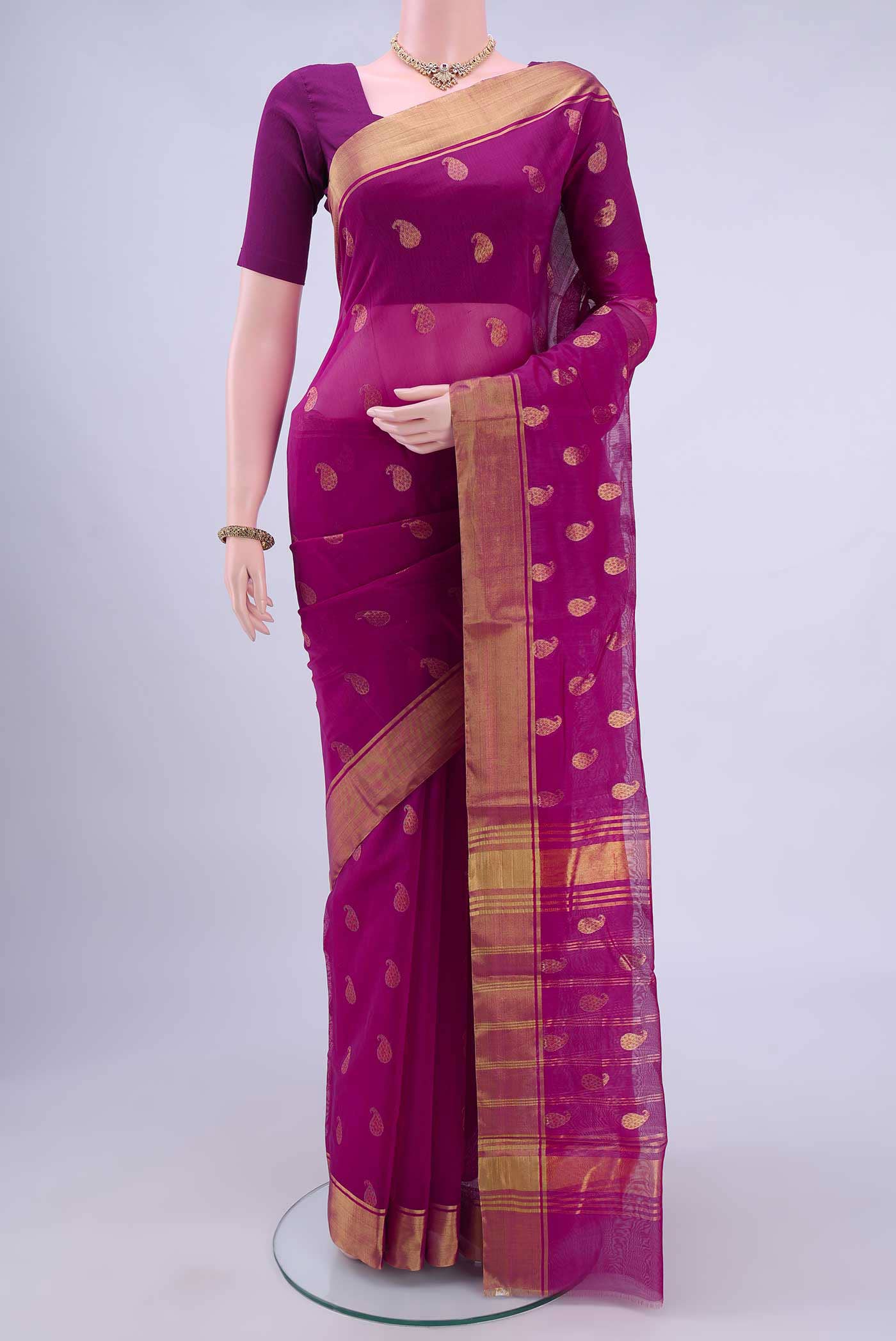 Rani Pink Chanderi Silk Cotton Saree